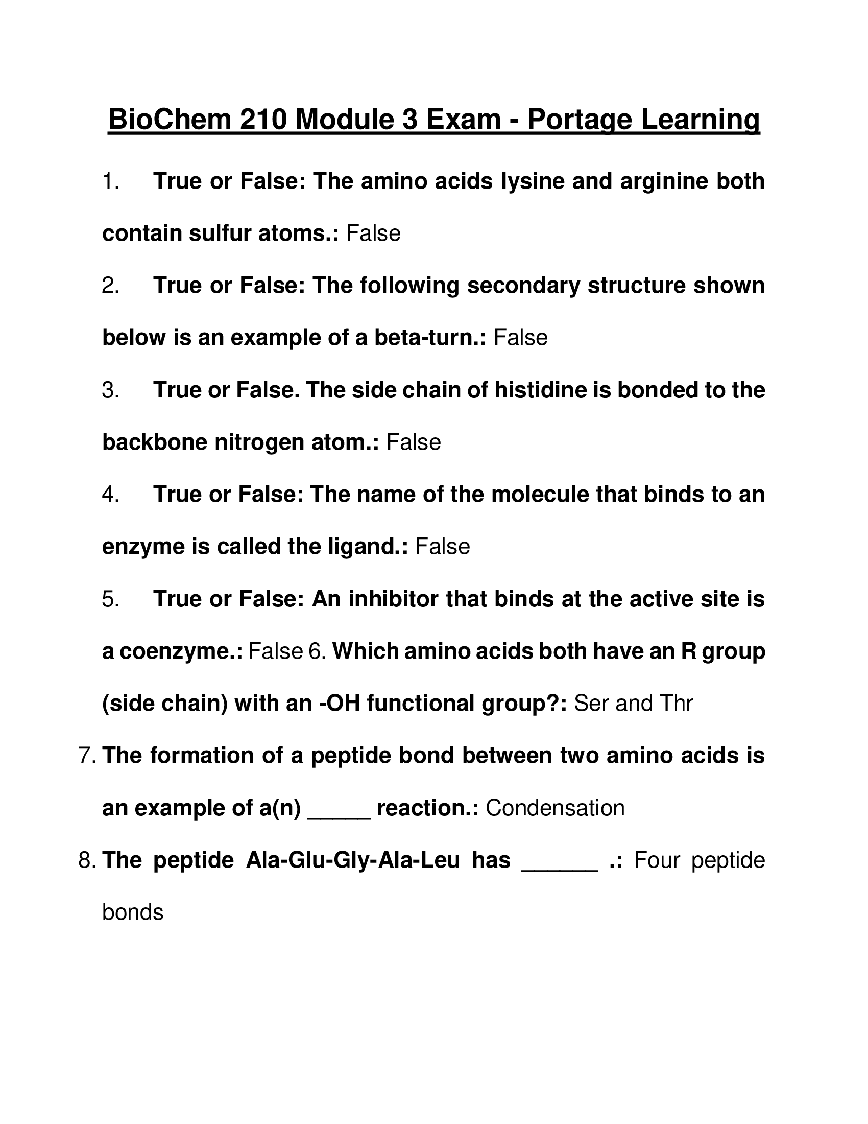 Module 3 Exam Portage Learning BioChem 210 Questions and Answers 2026