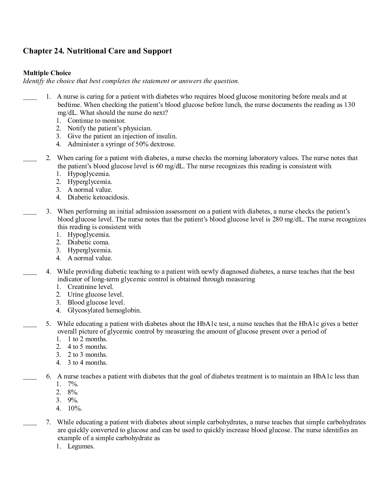 Chapter 24. Nutritional Care and Support