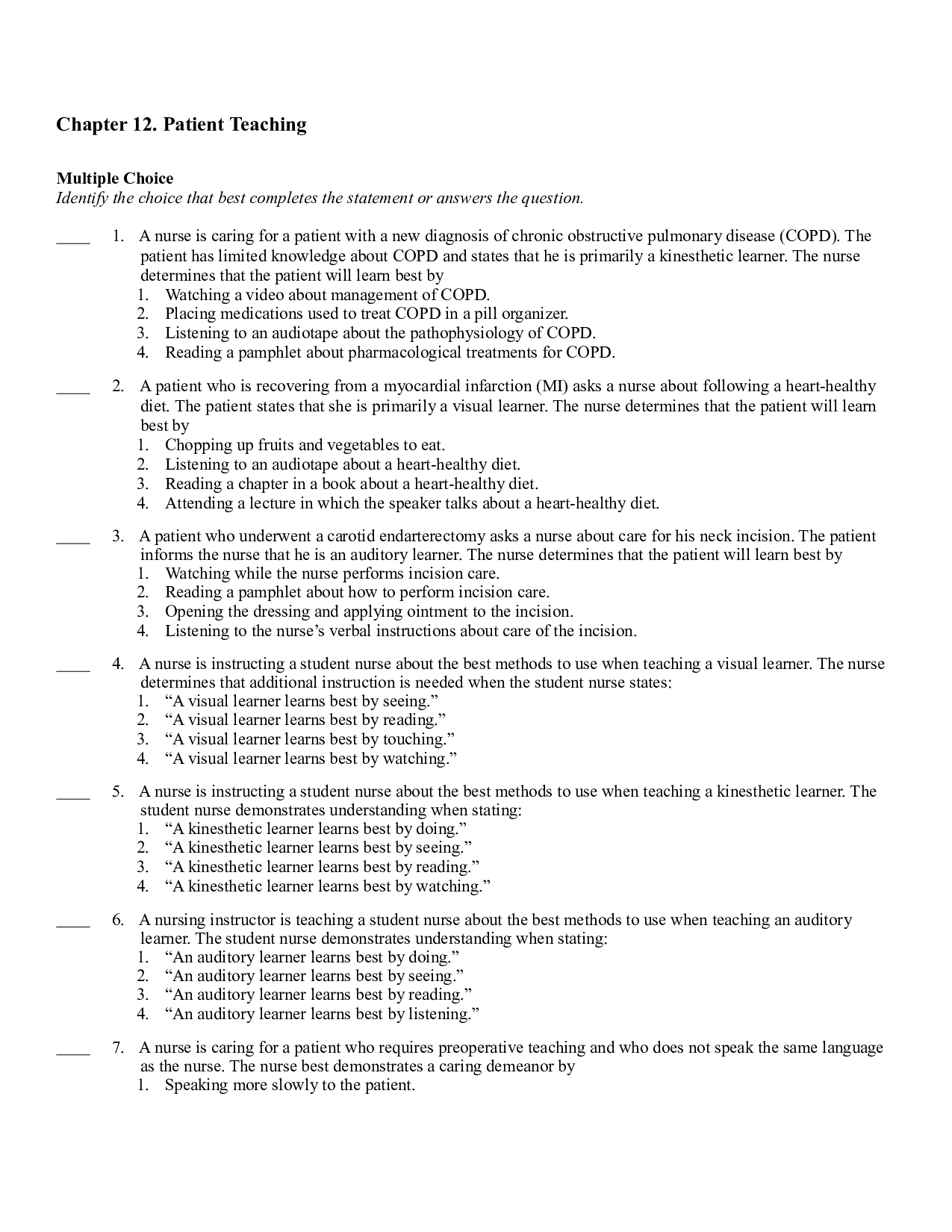 Chapter 12. Patient Teaching