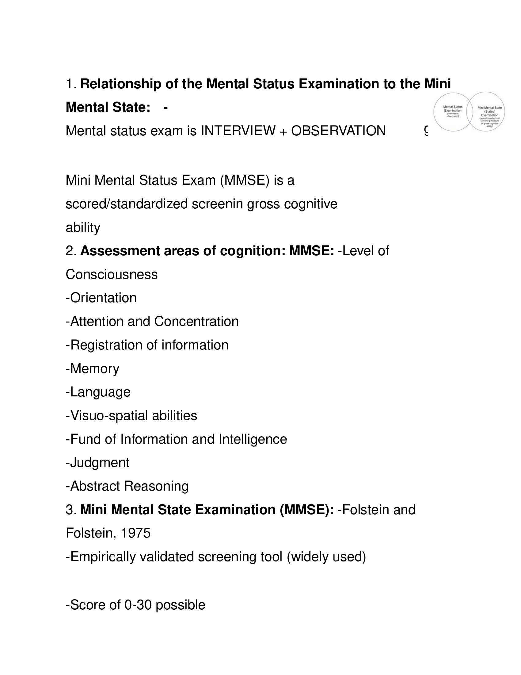 The Mini Mental State Examination and The MoCA 2024