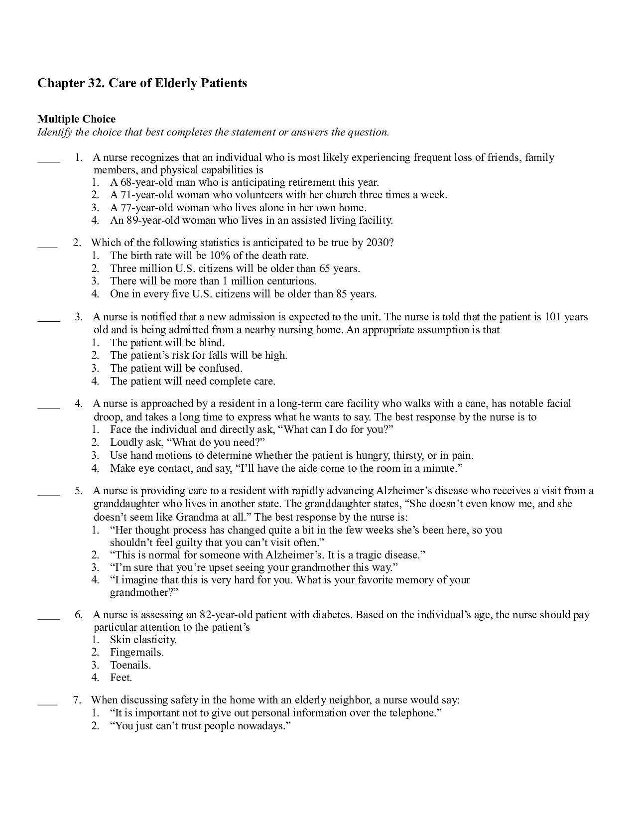 Chapter 32. Care of Elderly Patients