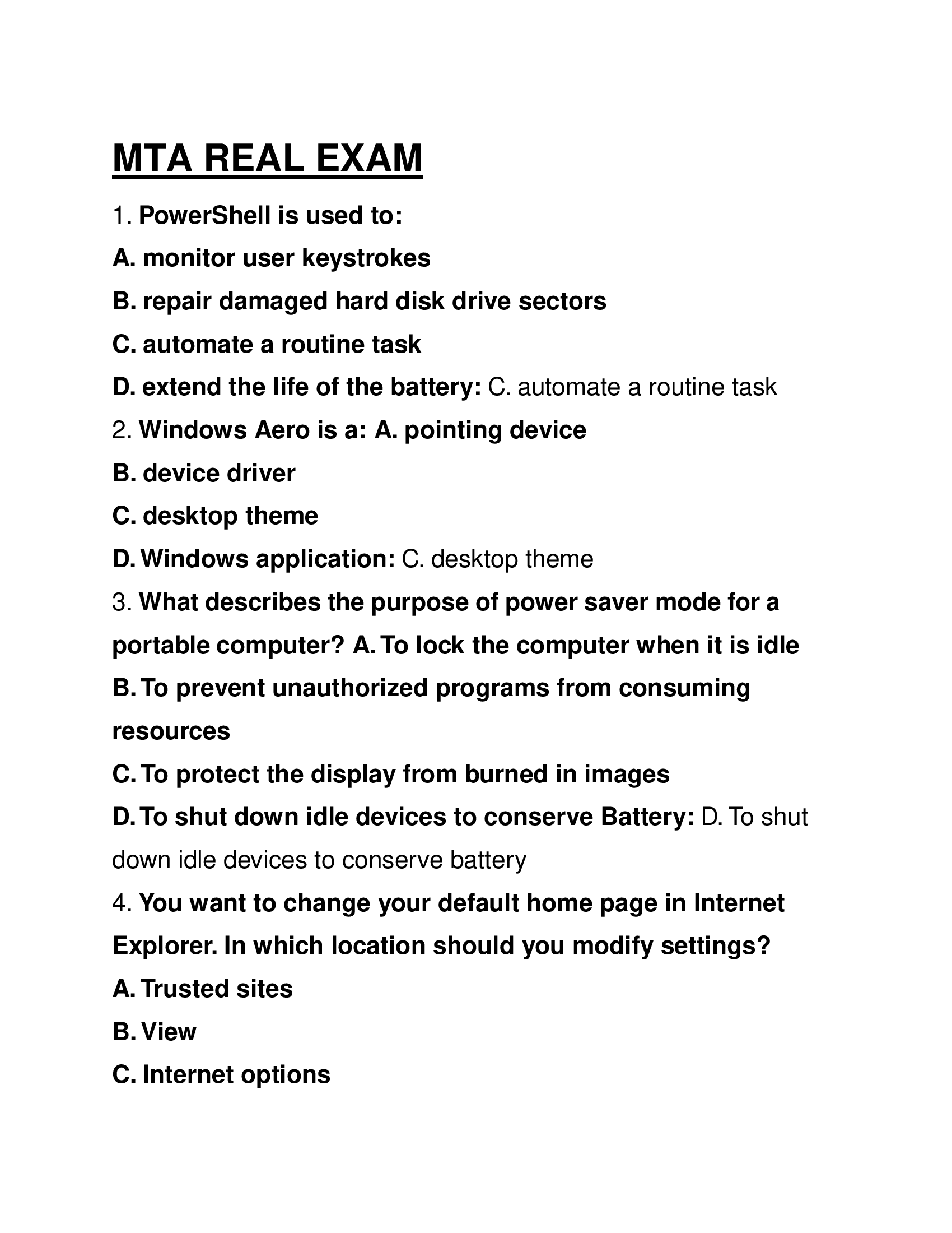 MTA Real Exam