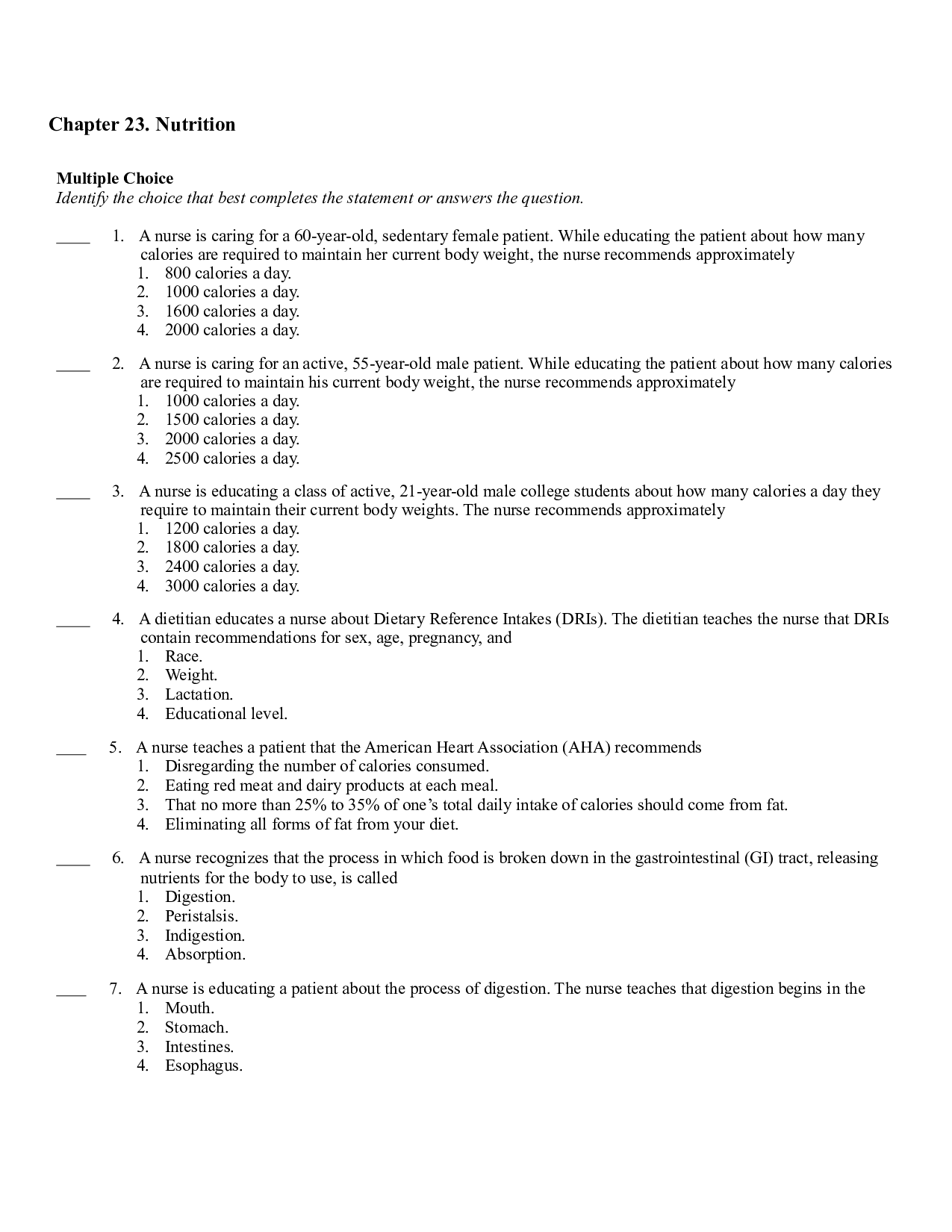 Chapter 23. Nutrition