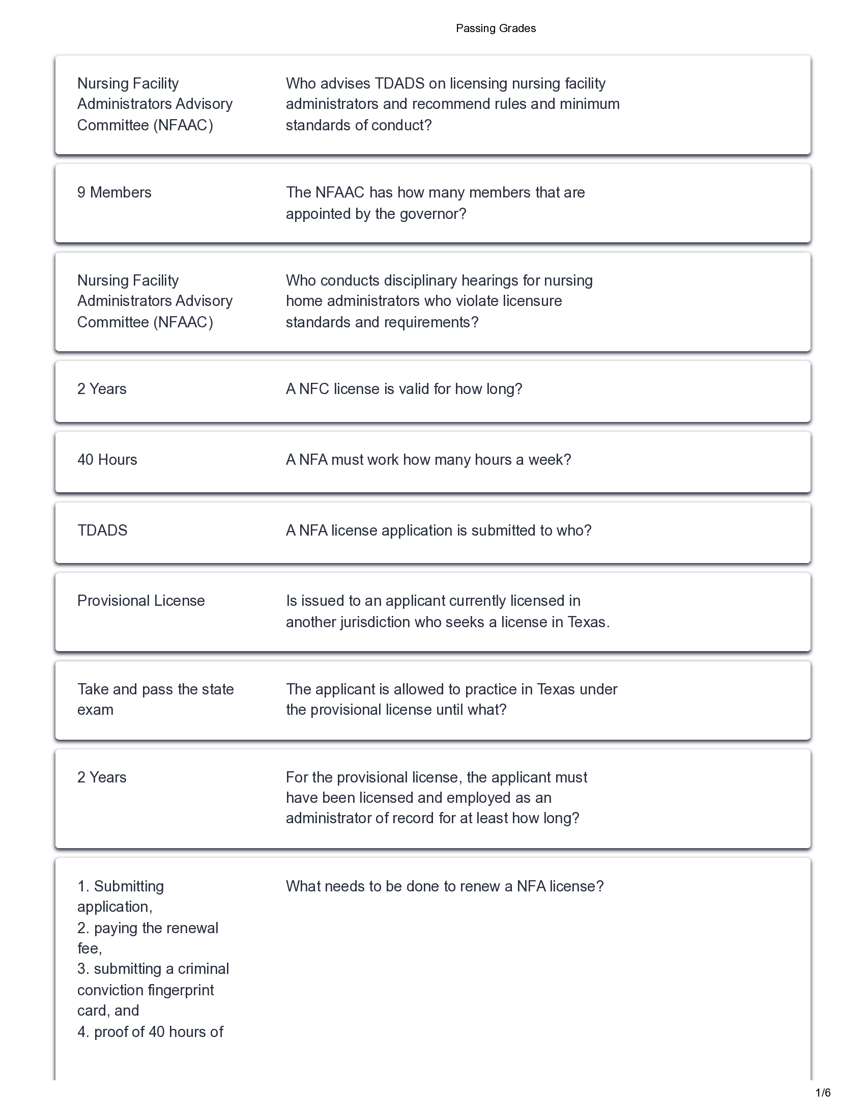 Nursing Facility Administrator Licensure Module 1 TX
