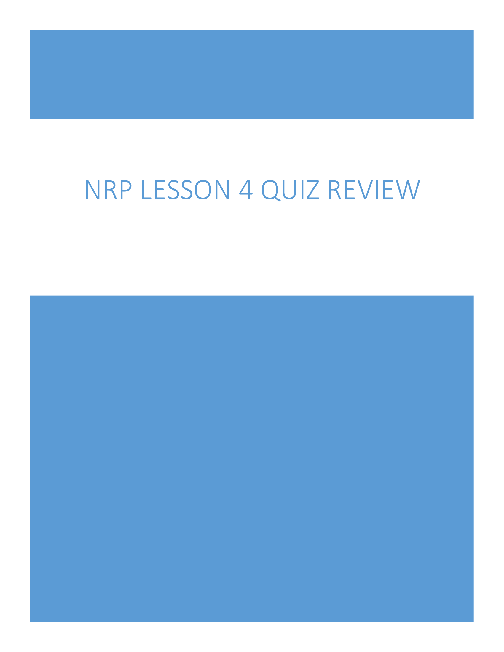 NRP Lesson 4 Quiz Review 2024