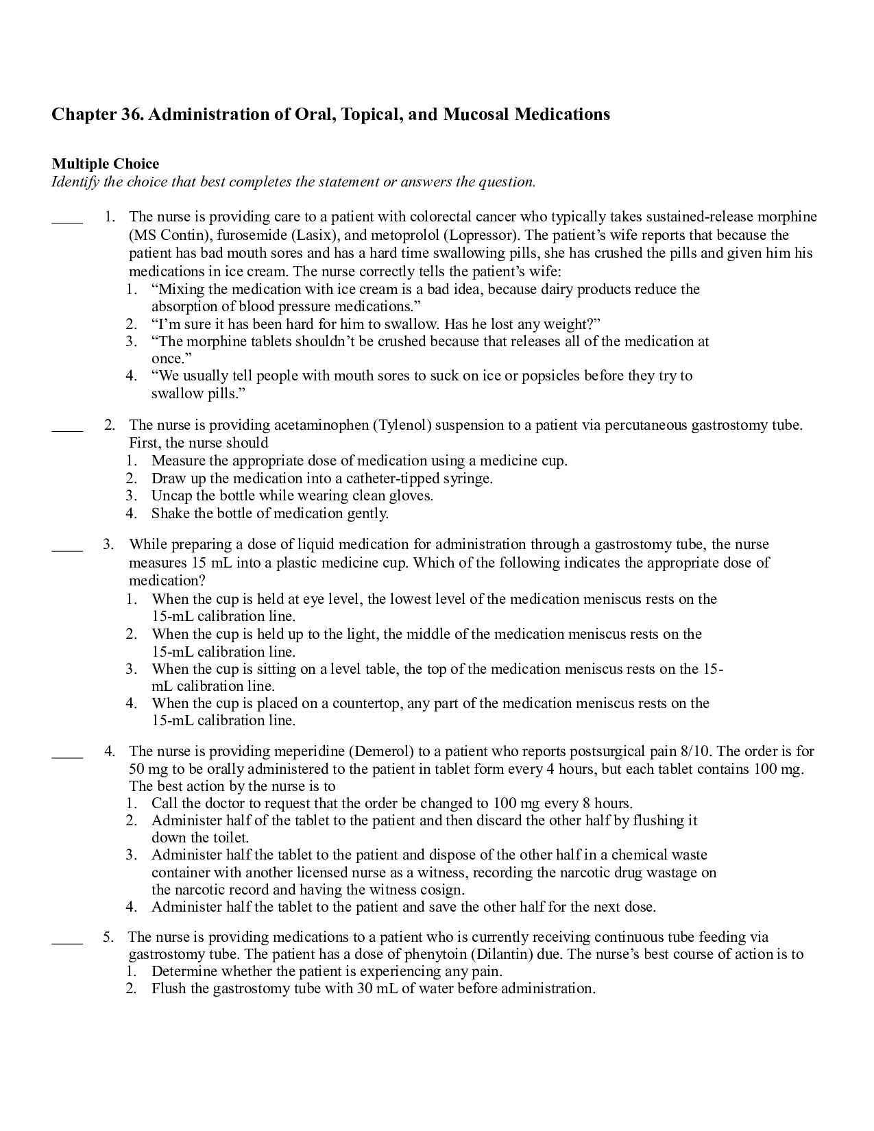 Chapter 36. Administration of Oral, Topical, and Mucosal Medications