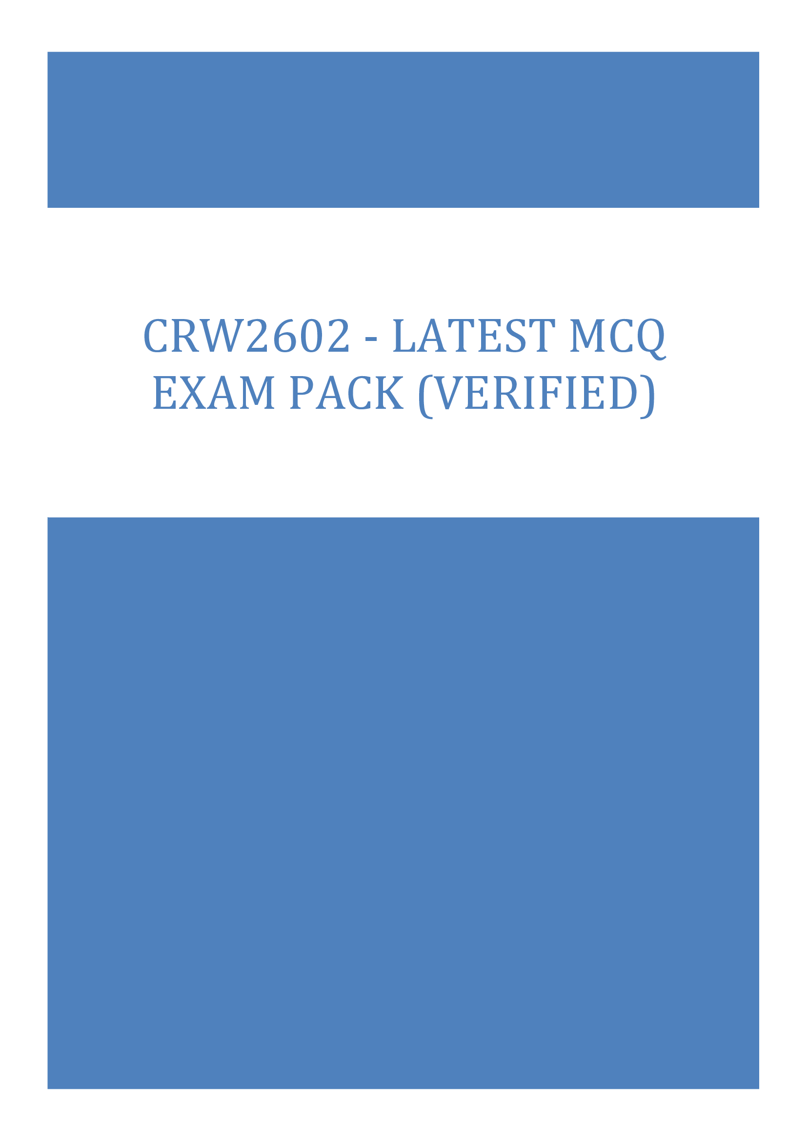 CRW2602 - Latest MCQ Exam Pack 2024 (VERIFIED)