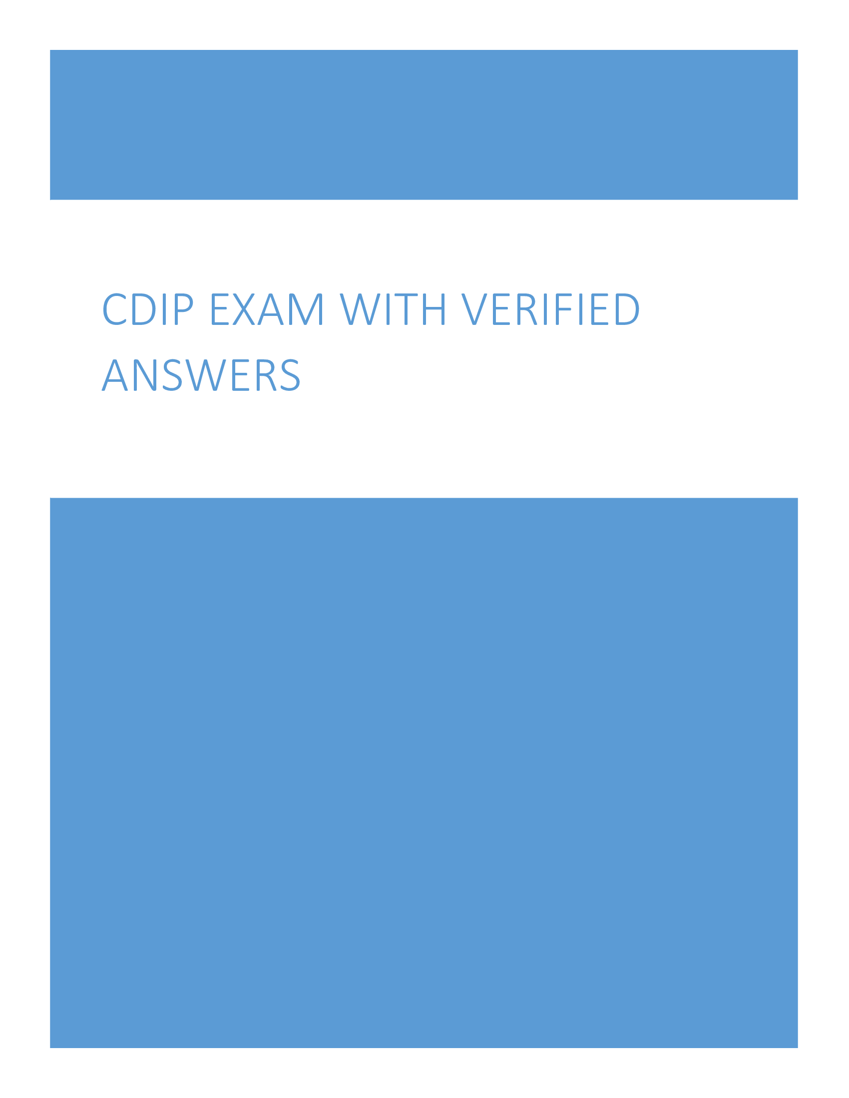 CDIP Exam with Verified Answers 2024