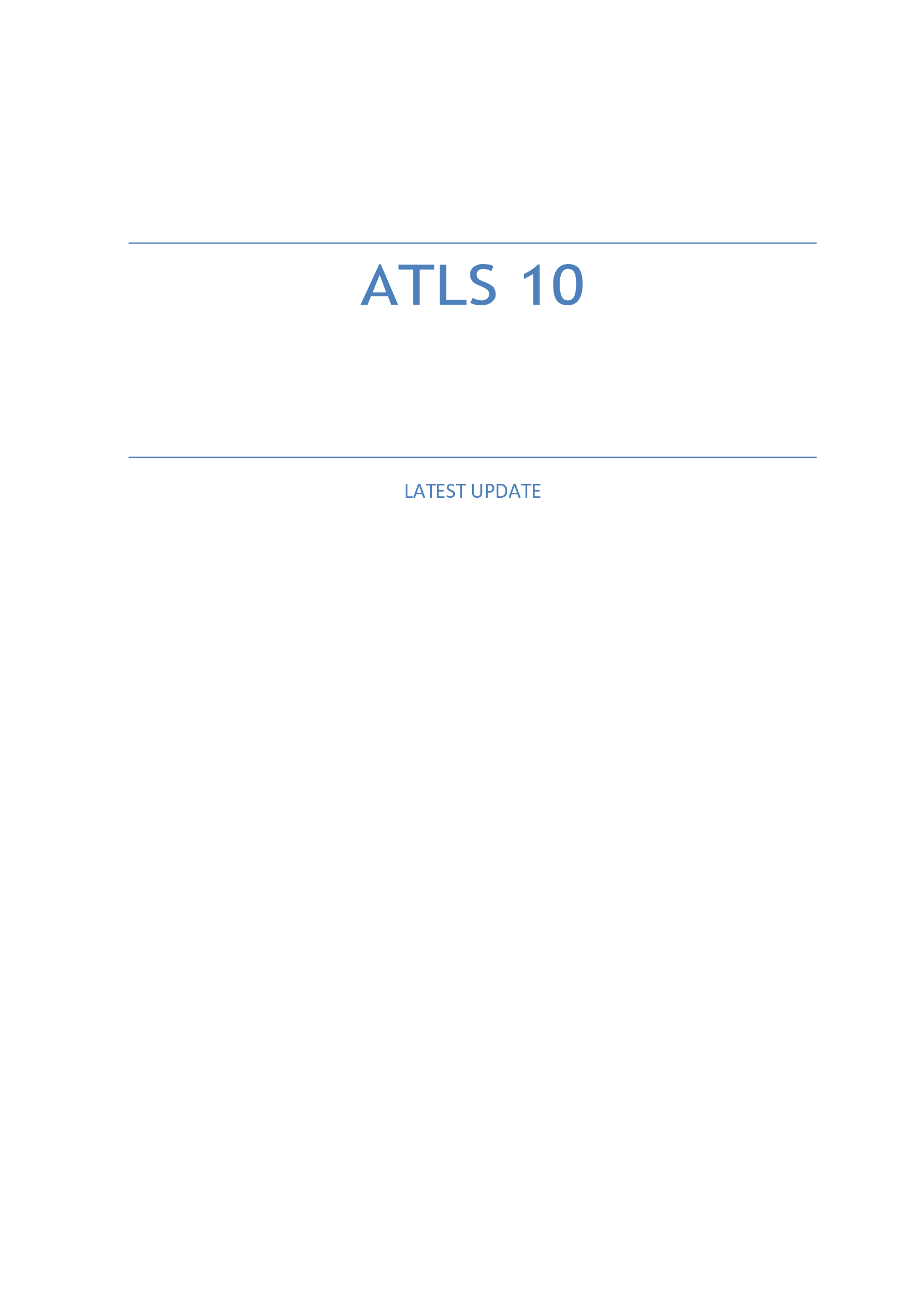 ATLS 10 Exam Questions With Answers 2024
