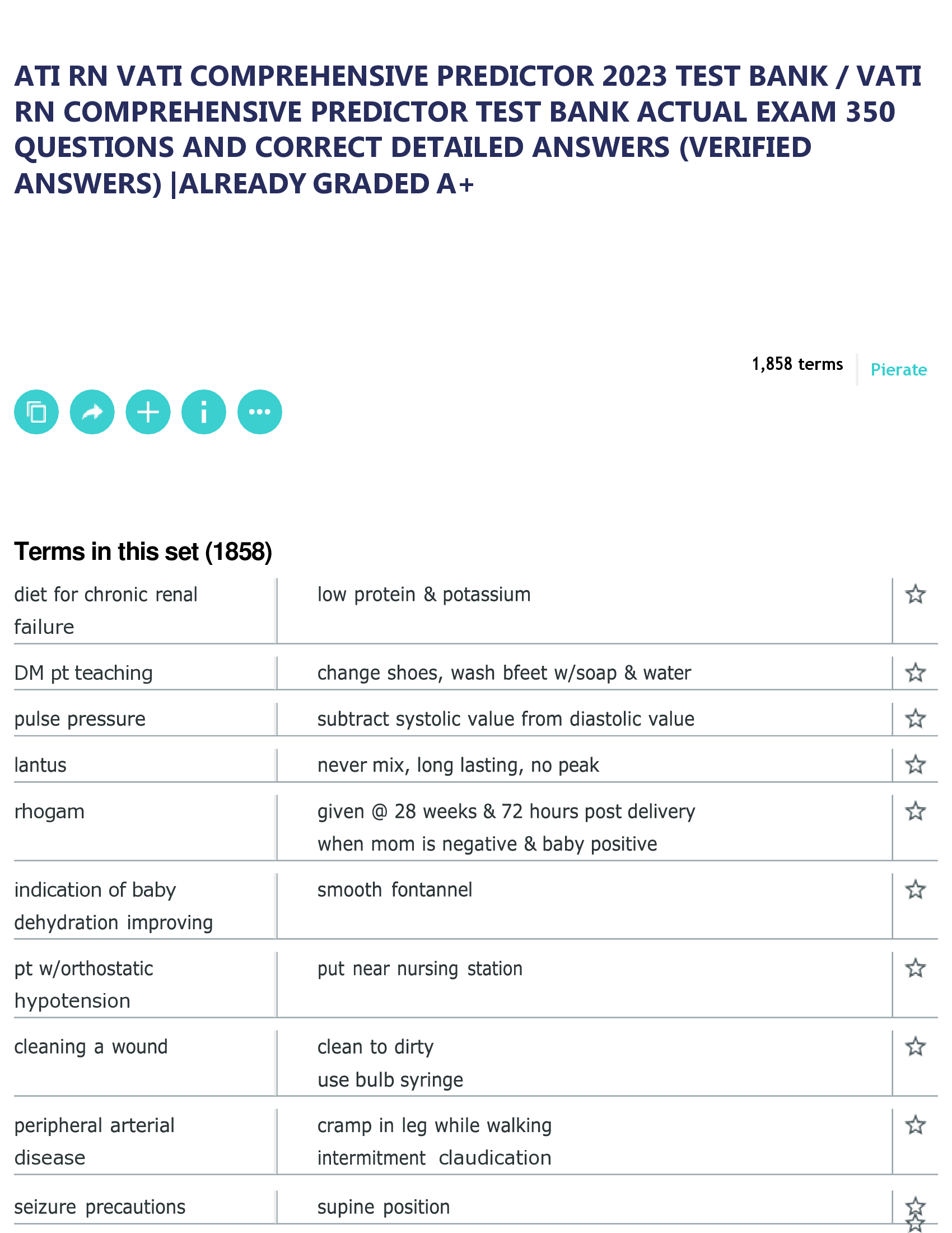 ATI RN VATI Comprehensive Predictor Test Bank 2023 – 350 Questions with Verified Answers (Graded A+)