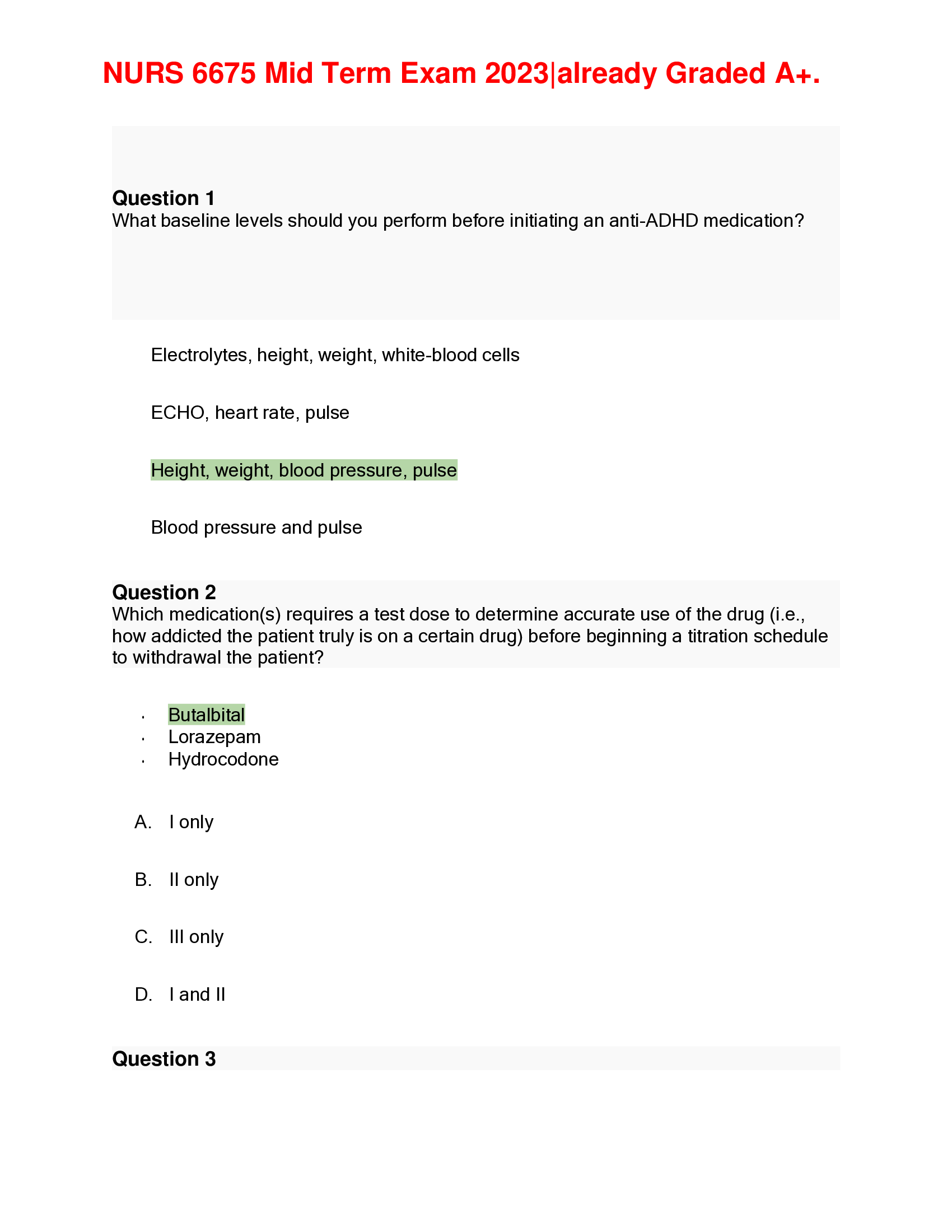 NURS 6675 Mid Term Exam.