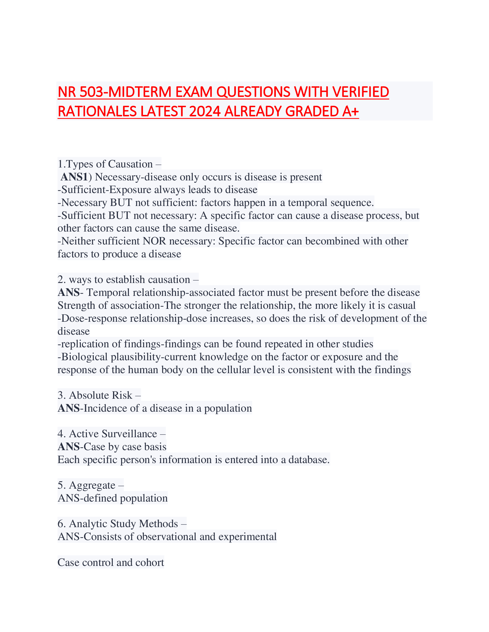 NR 503-MIDTERM EXAM QUESTIONS WITH VERIFIED  RATIONALES LATEST 2024 ALREADY GRADED A+NR 503-MIDTERM EXAM QUESTIONS WITH VERIFIED  RATIONALES LATEST 2024 ALREADY GRADED A+