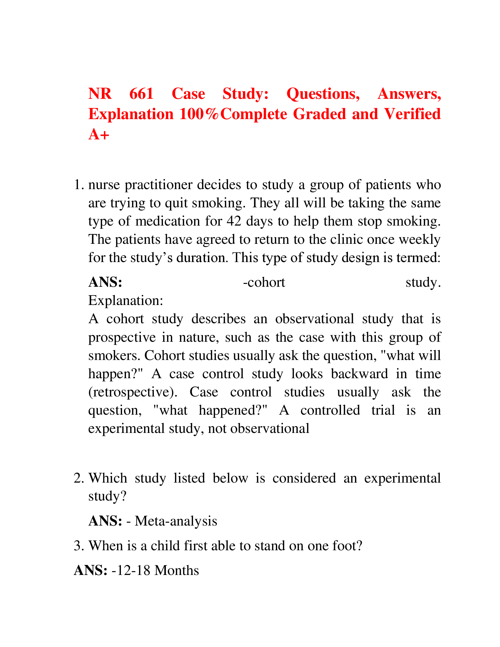 NR 661 Case Study: Questions, Answers,  Explanation 100%Complete Graded and Verified  A+