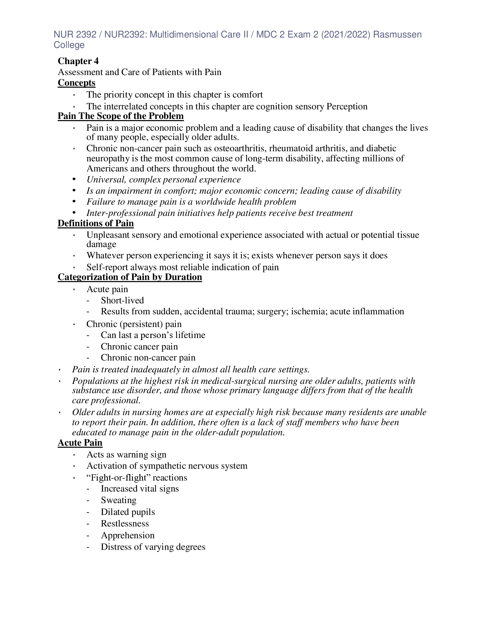 NUR 2392 , NUR2392: Multidimensional Care II,  MDC 2 Exam 2 (2026) Rasmussen College VERIFIED ANSWERS 100 percent Complete Graded A+