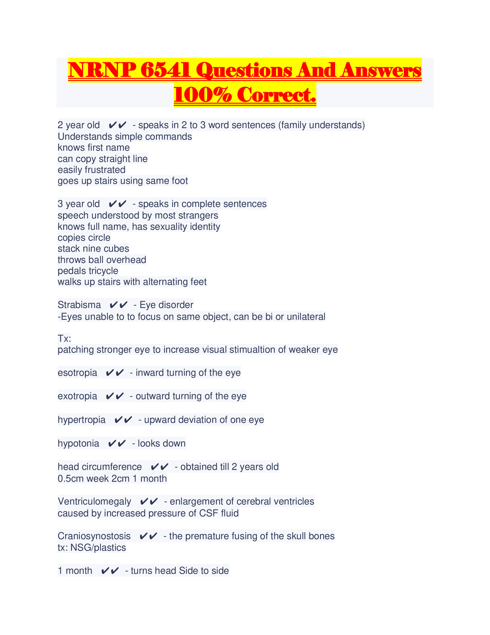 NRNP 6541 Questions And Answers 100 Percent Correct.