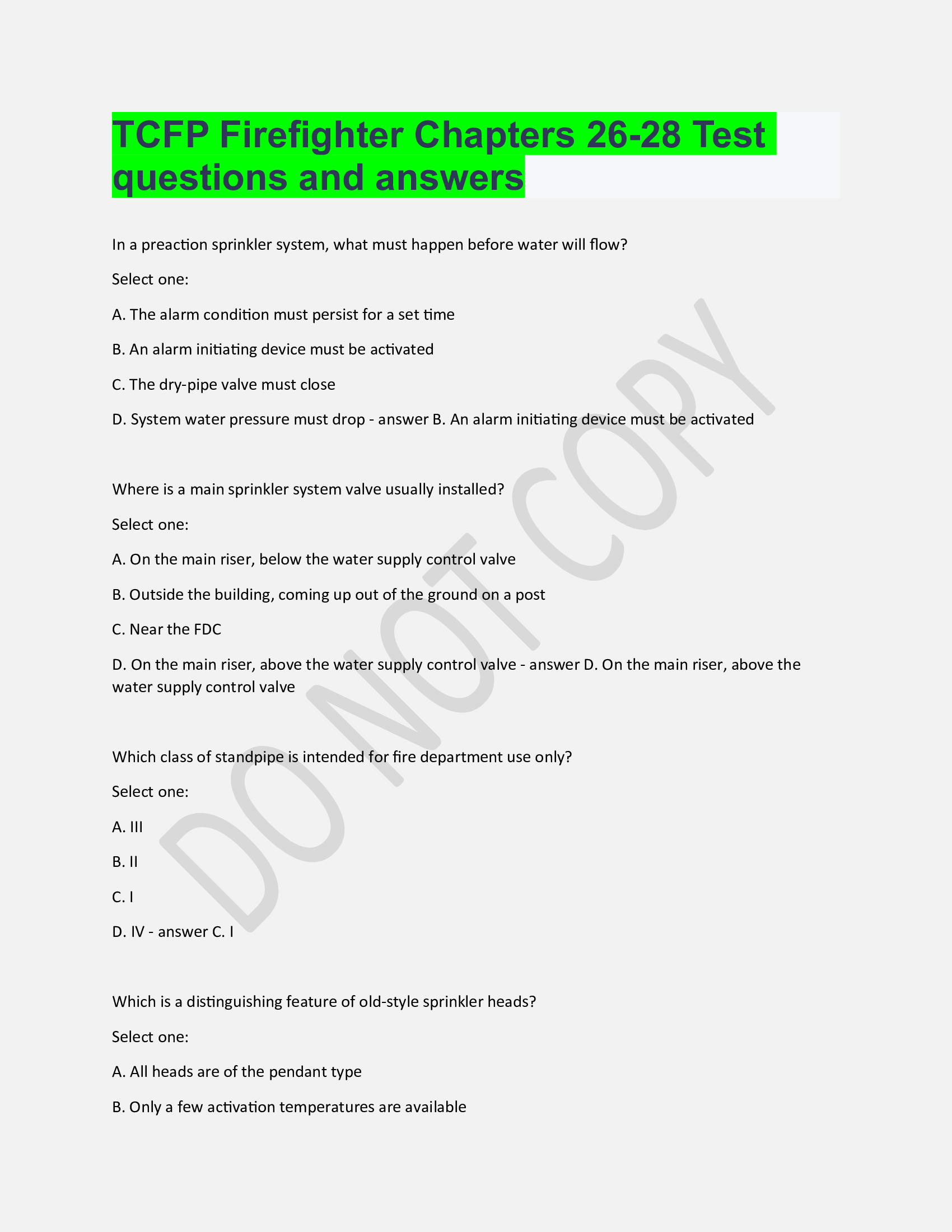 TCFP Firefighter Chapters 26-28 Test questions and answers