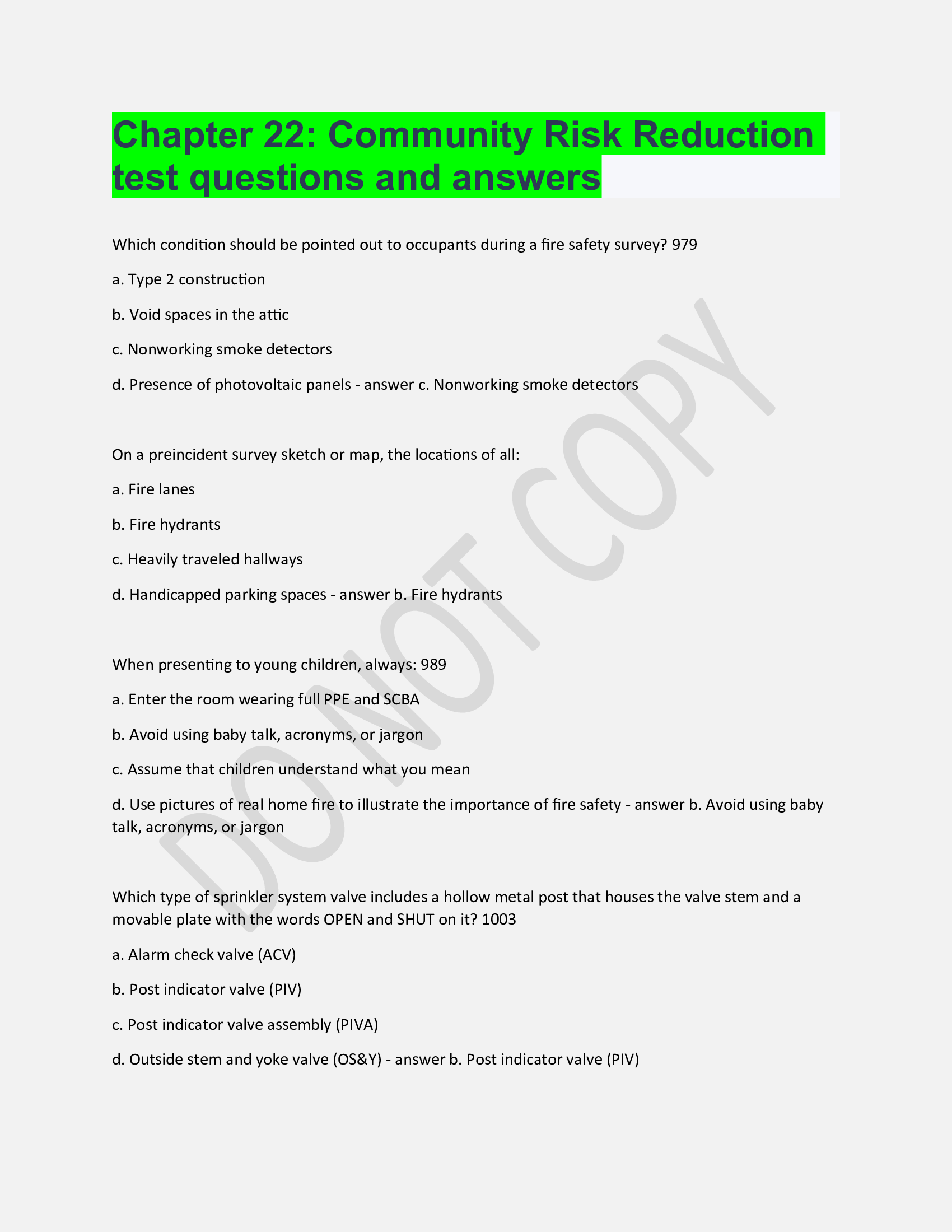 Chapter 22: Community Risk Reduction test questions and answers