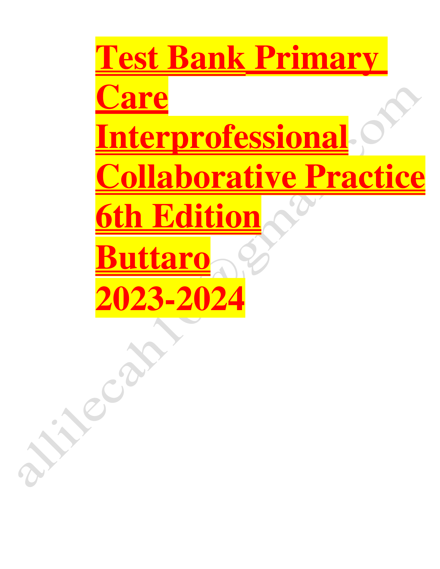 Test bank for primary care 6th edition by buttaro 2023-2024 Latest Update
