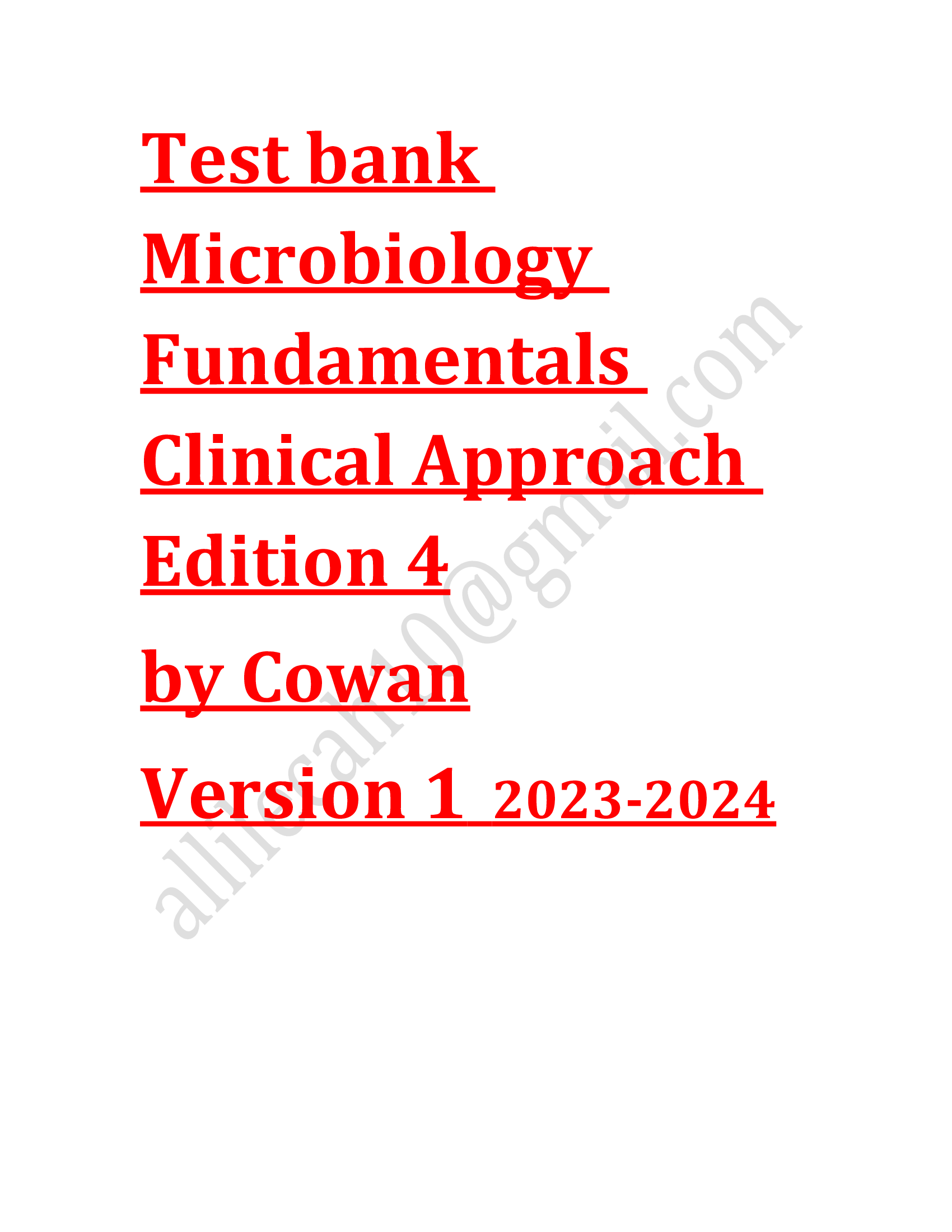 Test bank Microbiology Fundamentals Clinical Approach 4th edition 2023-2024 Latest Update