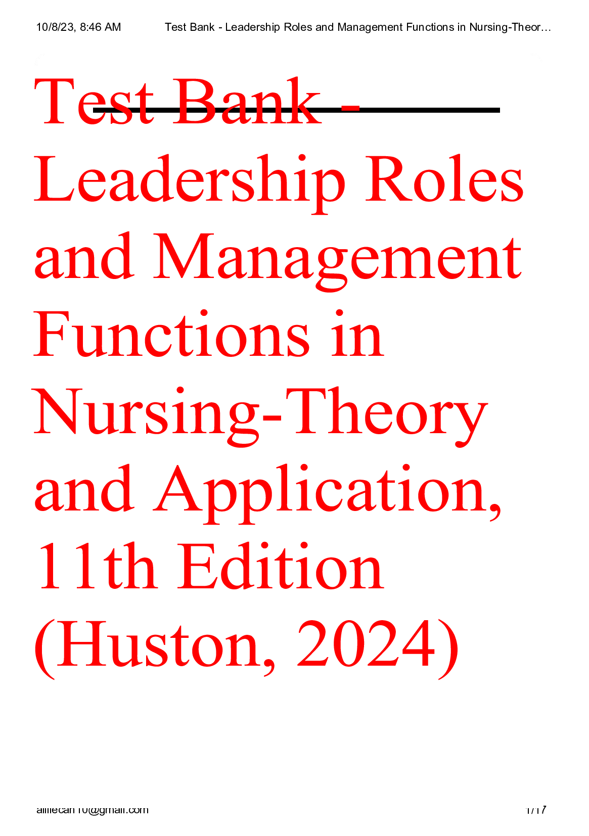 Test bank leadership roles and management functions in nursing theory and application 11th edition 2023-2024 Latest Update