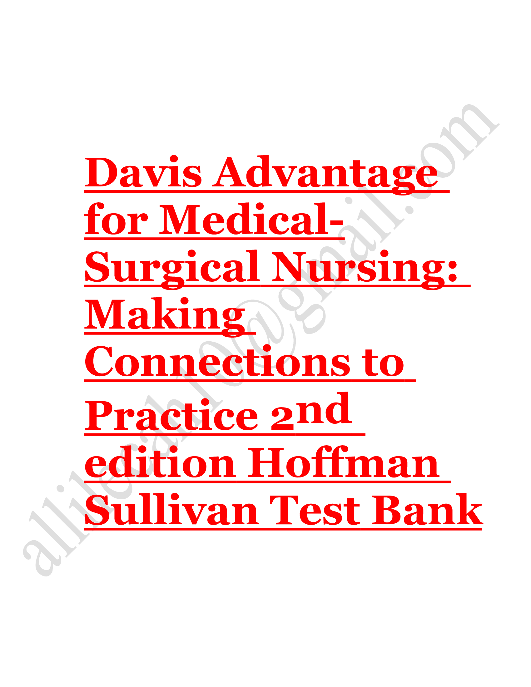 Test bank davis advantage for medical surgical nursing making connections to practice 2nd edition 2023-2024 Latest Update