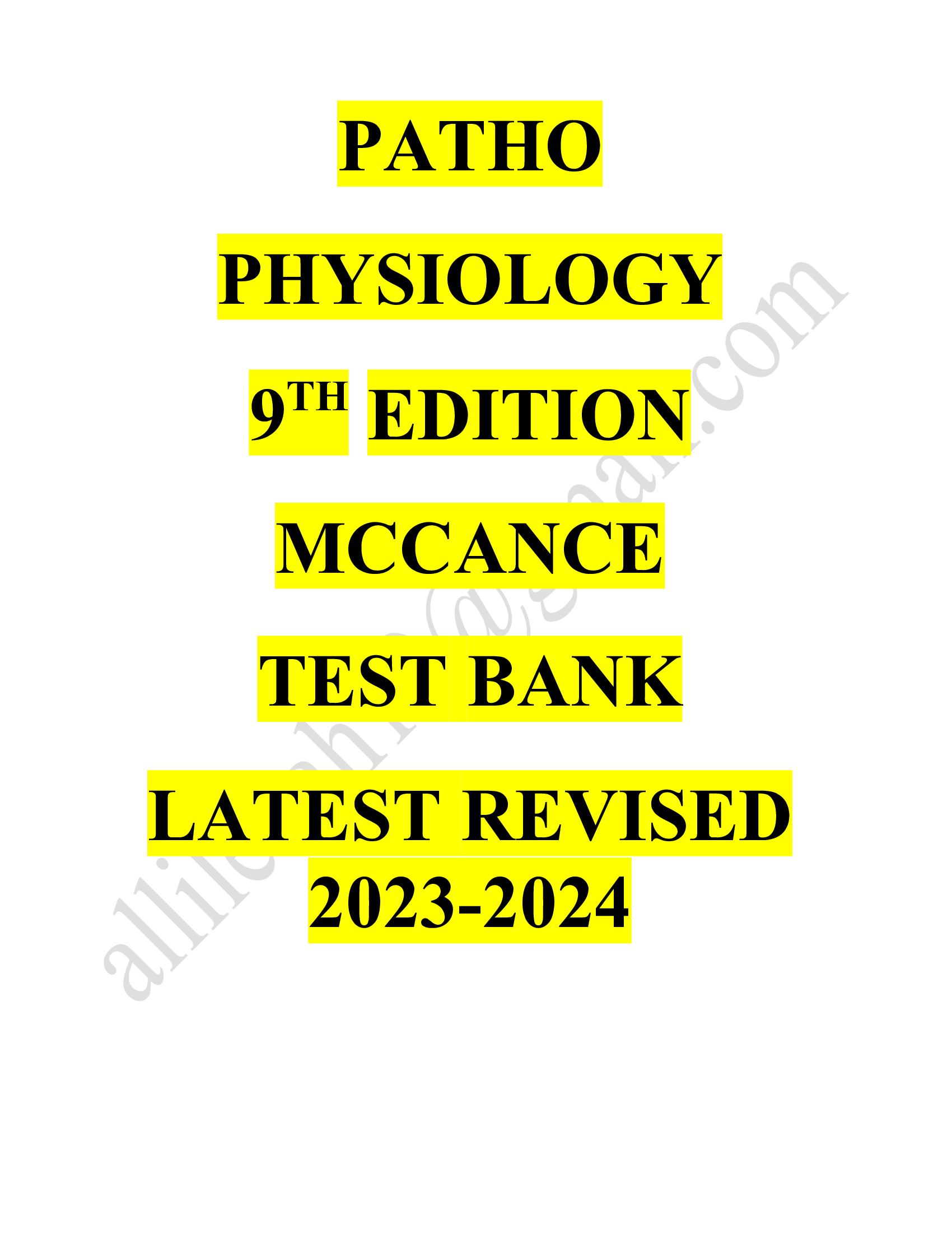 Test bank pathophysiology 9th edition mccance Latest update 2023-2024