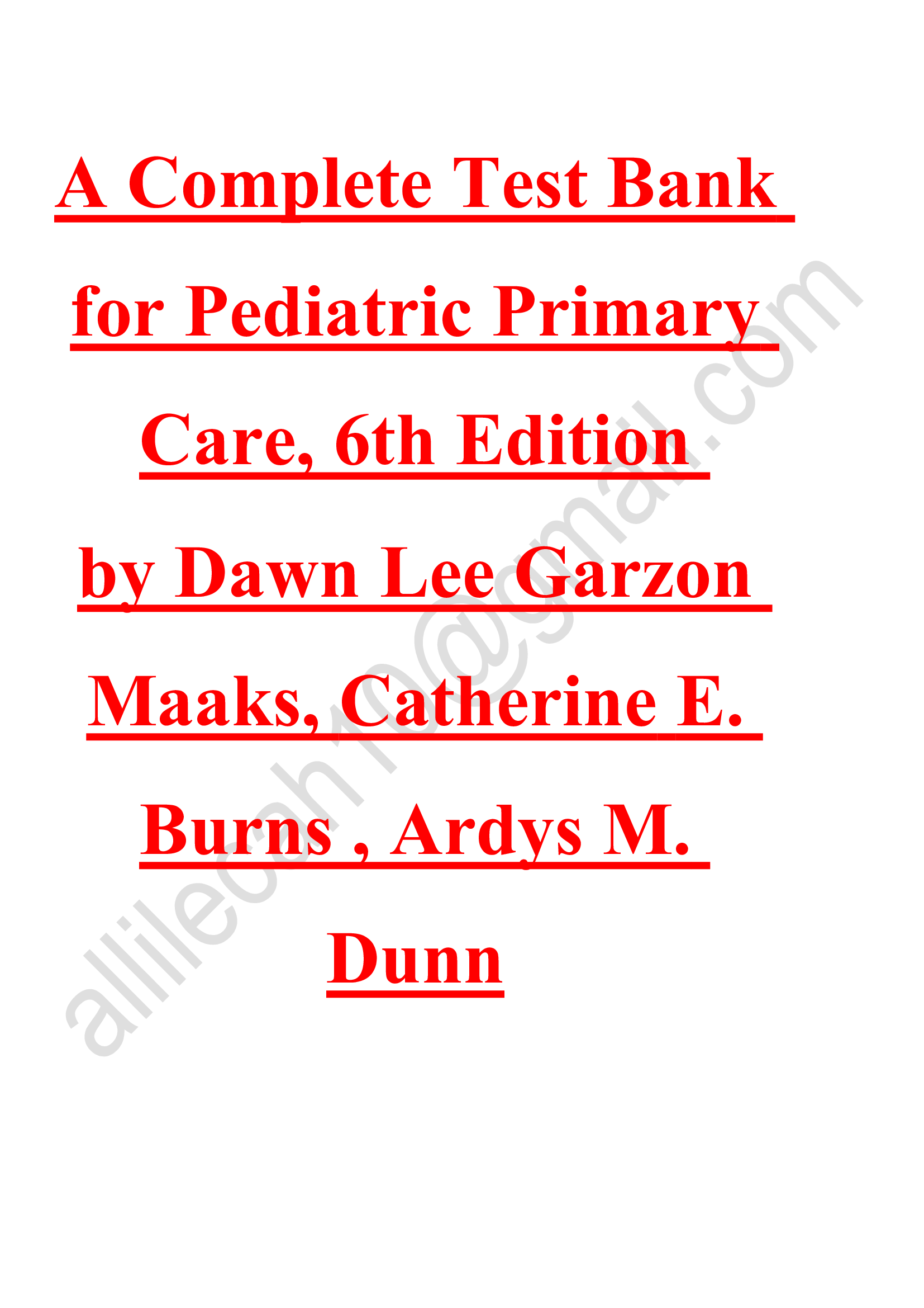 Test bank for pediatric primary care 6th edition 2023-2024 Latest Update