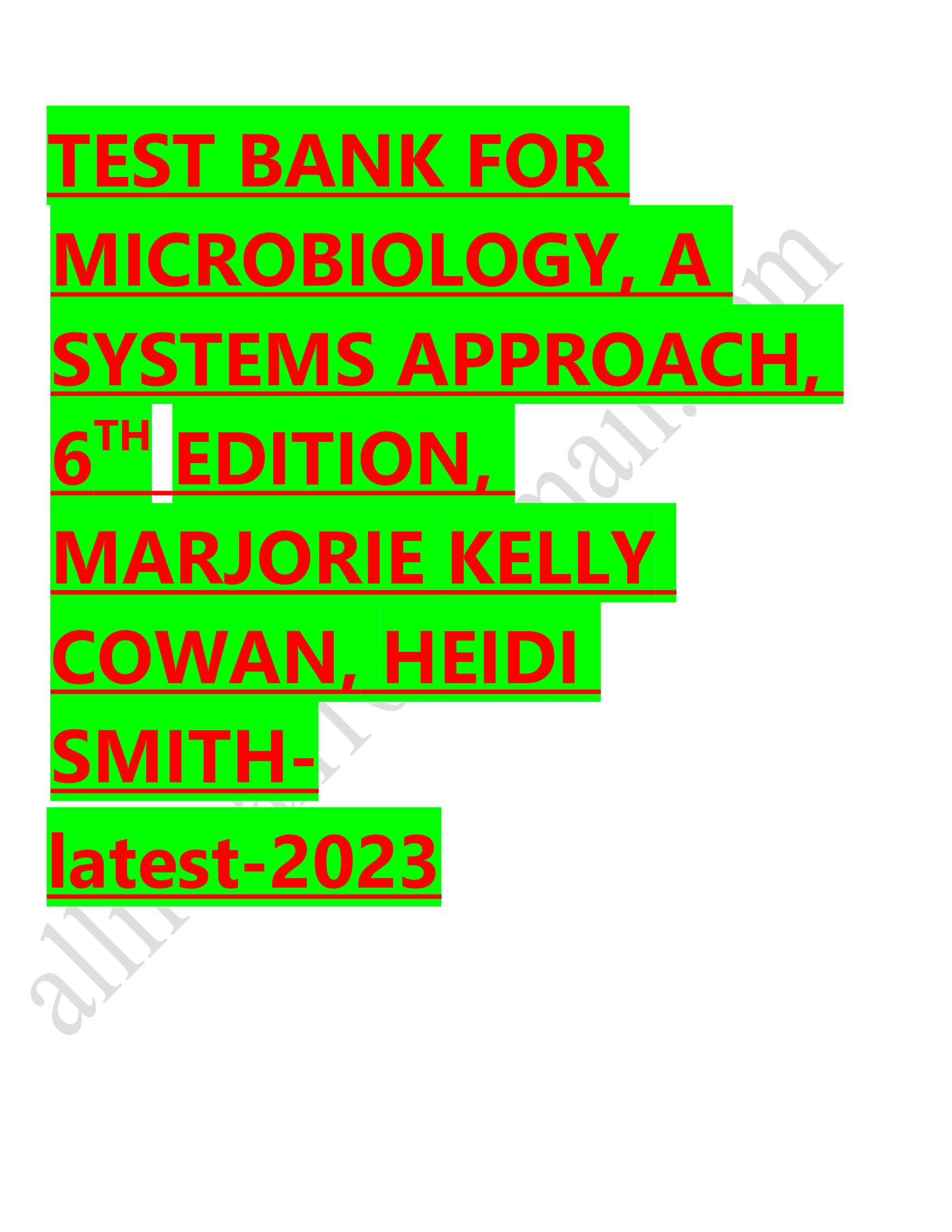 Test bank for microbiology a systems approach 6th edition marjorie kelly cowan heidi smith 2023-2024 Latest Update