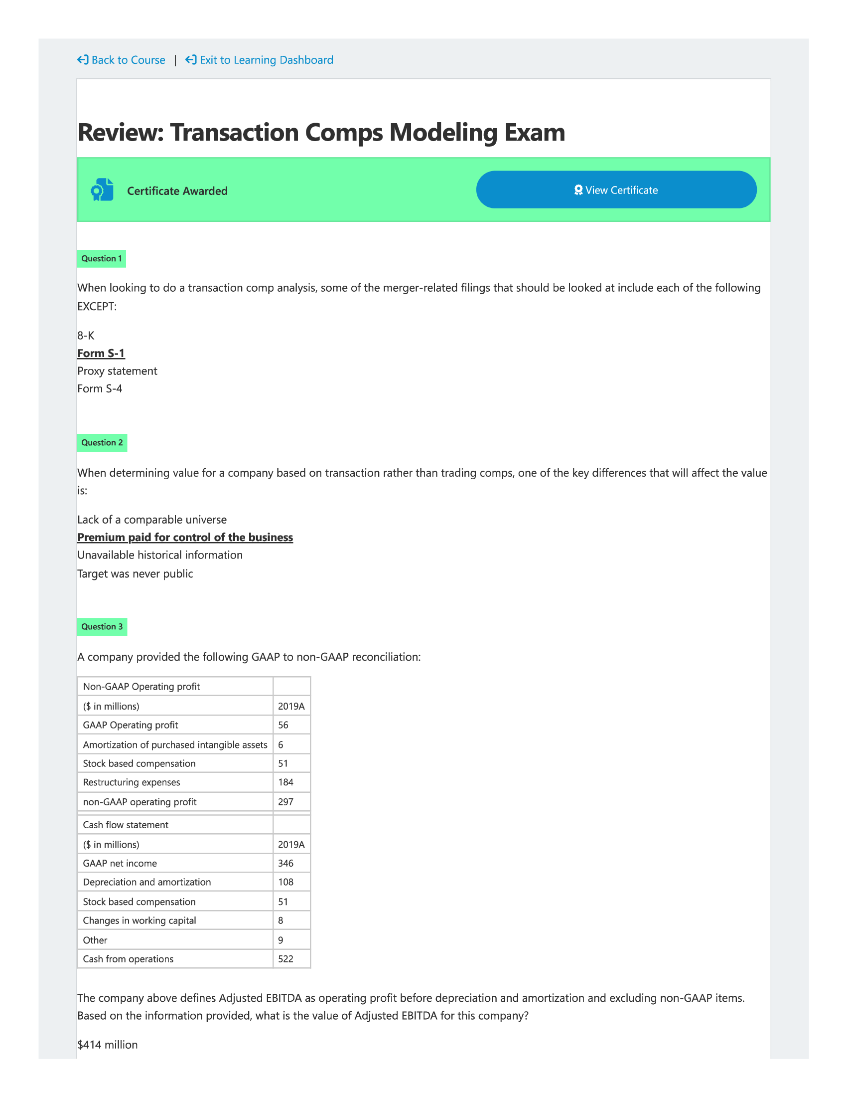Transaction Comps Modeling Exam Wall Street Prep