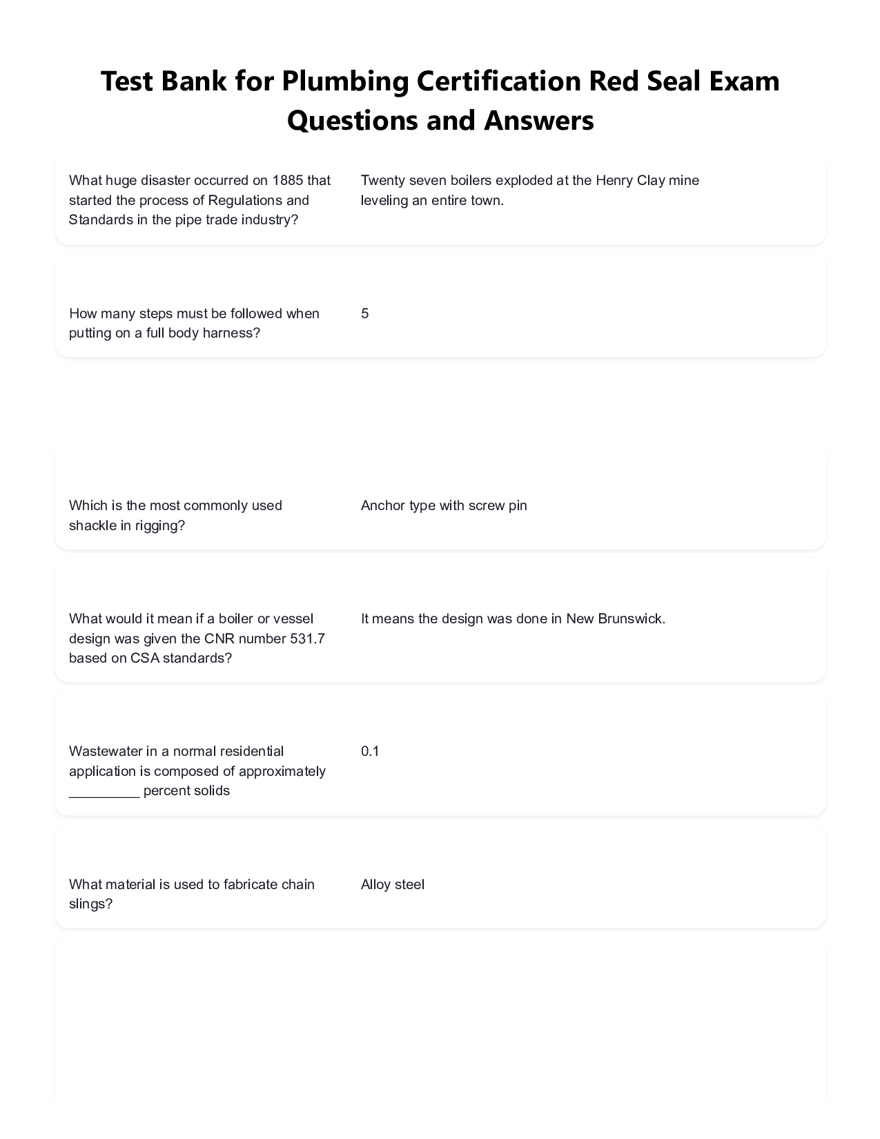 Test Bank for Red Seal Plumbing Certification Exam 700+ | Interprovincial (IP) | Verified Questions and Answers