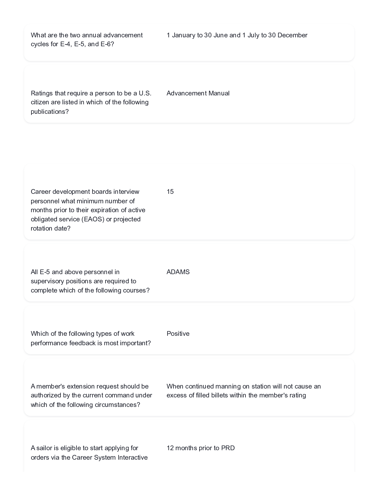 PMKEE E-5 Career Information Exam Questions and Answers 2026