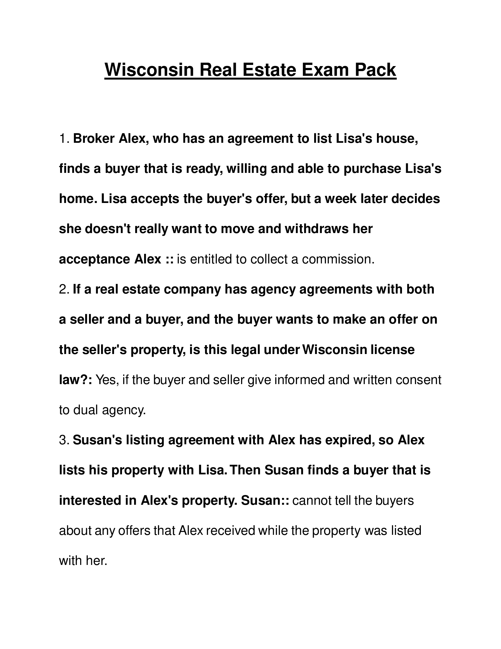 Wisconsin Real Estate Exam Pack 2023