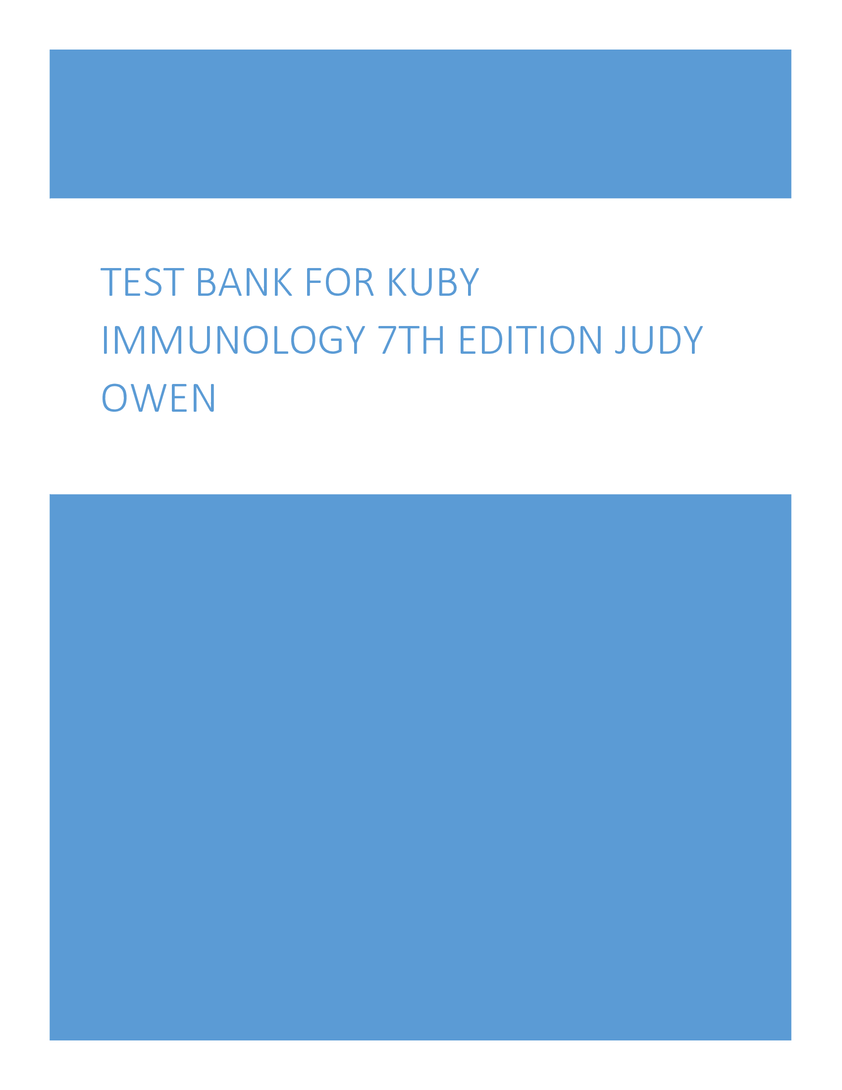 Test Bank for Kuby Immunology 7th Edition Judy Owen