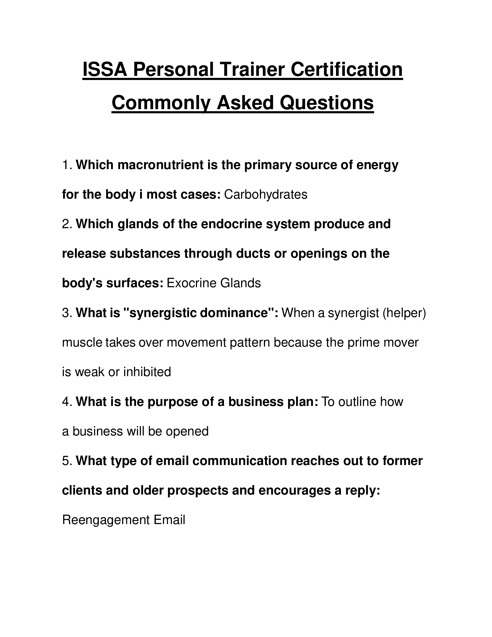 ISSA Personal Trainer Certification Commonly Asked Questions During Exams