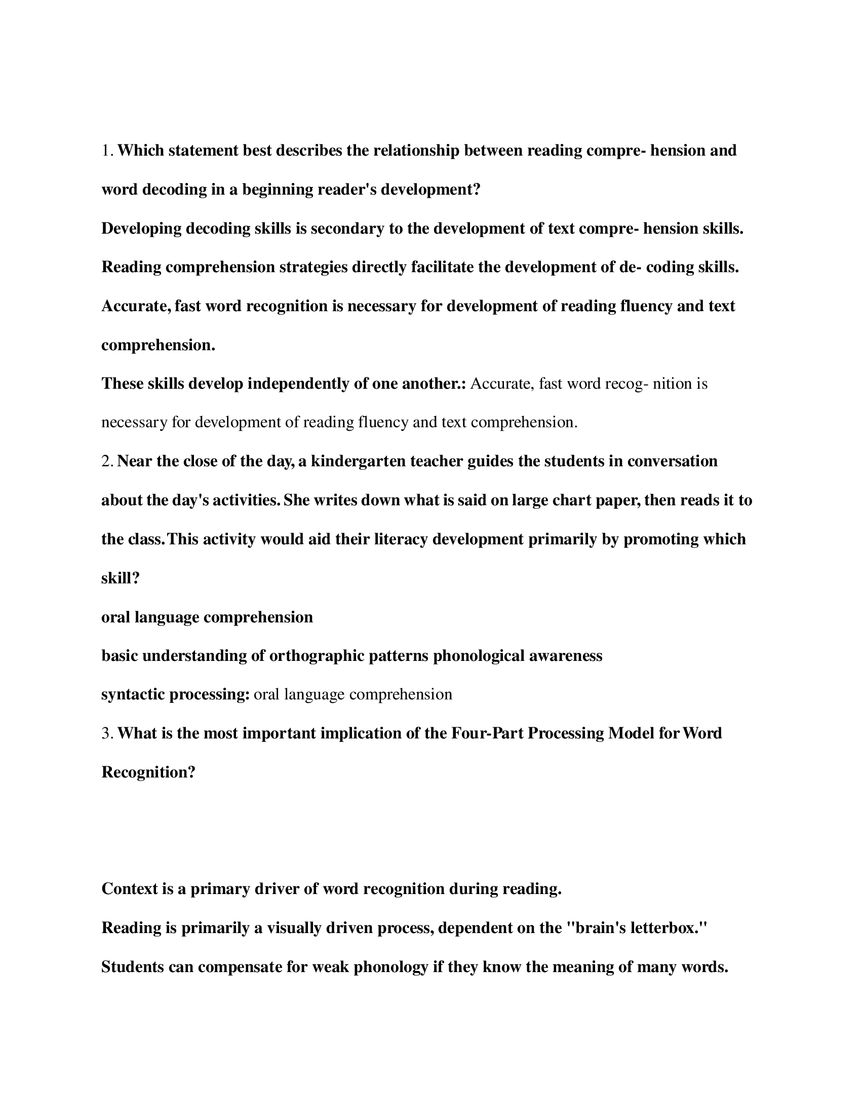 LETRS Units 1-4 Post-Test Questions and Answers 2024