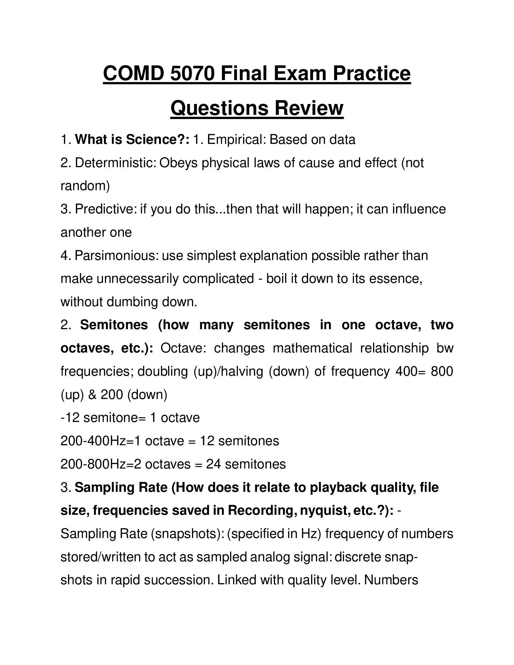 COMD 5070 Final Exam Practice Questions Review