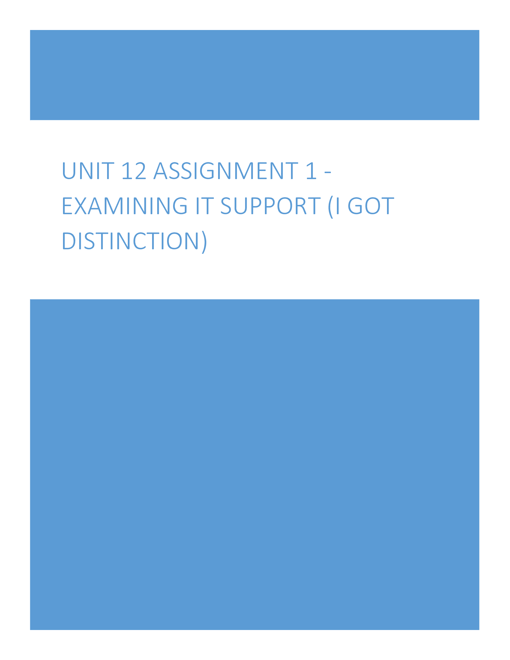 Unit 12 Assignment 1 - Examining IT support (I got Distinction)