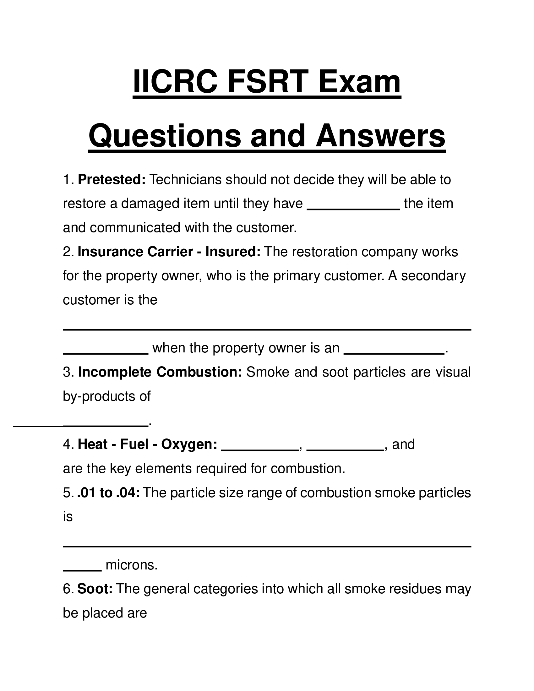 IICRC FSRT Exam Questions and Answers | Latest 2026