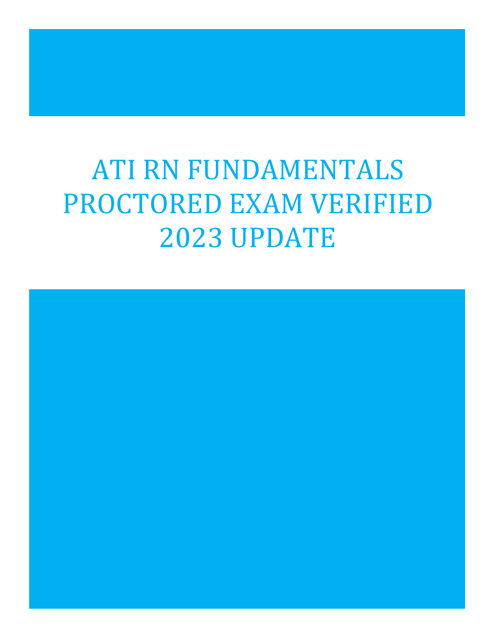 ATI RN Fundamentals Proctored Exam Verified 2023 Update