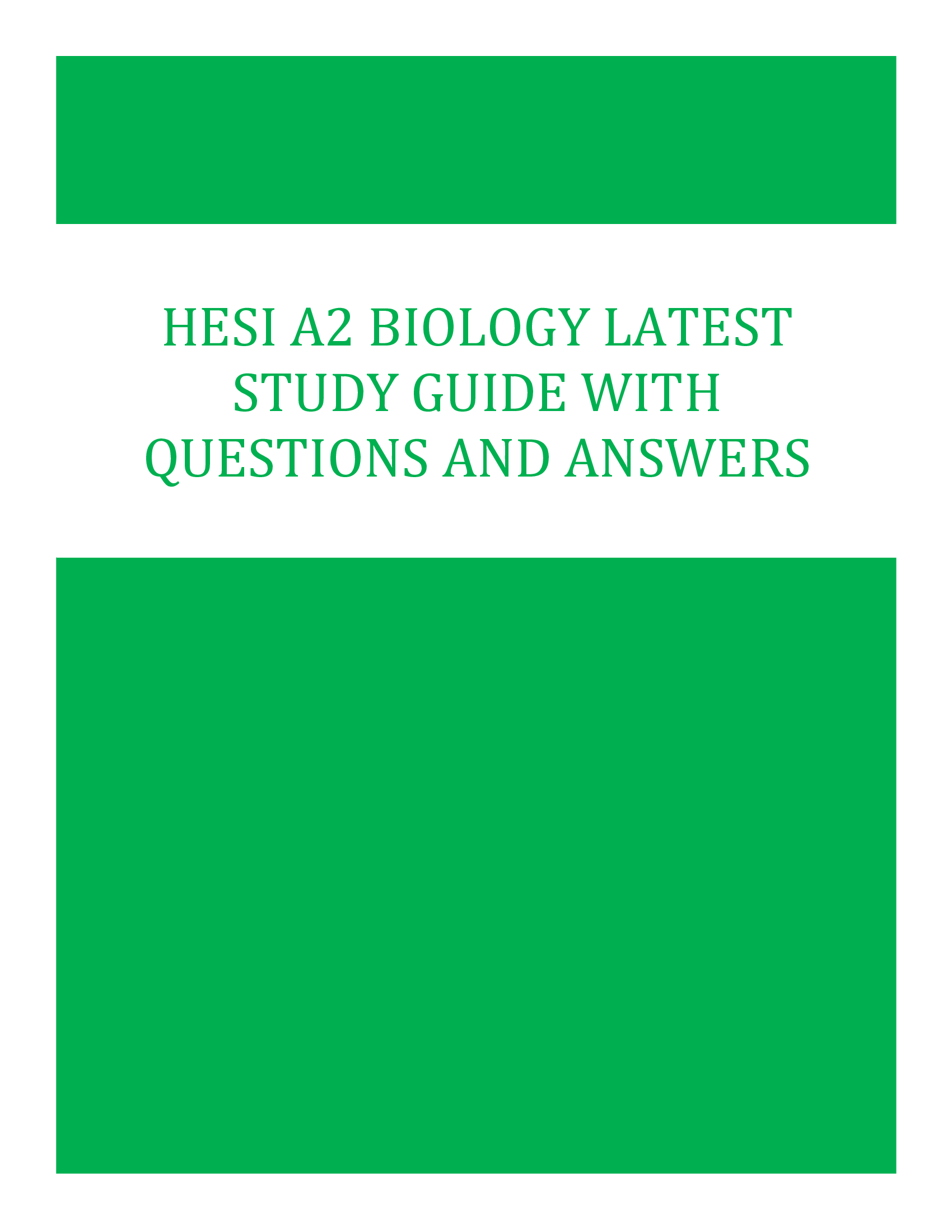 Hesi A2 Biology Latest Study Guide with Questions and Answers