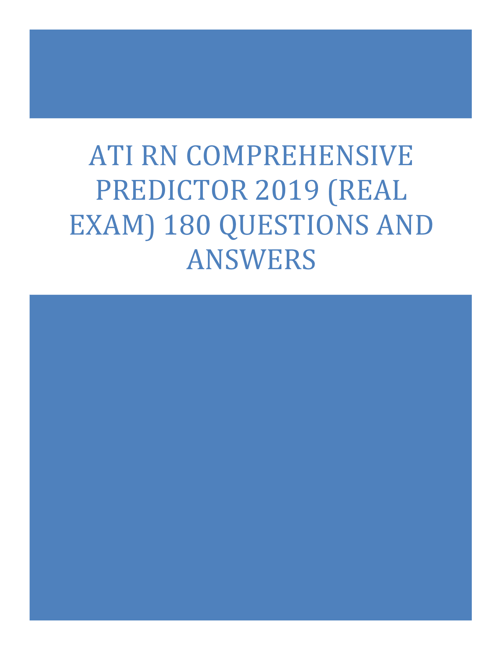 ATI RN Comprehensive Predictor 2019 (Real Exam) 180 Questions And Answers