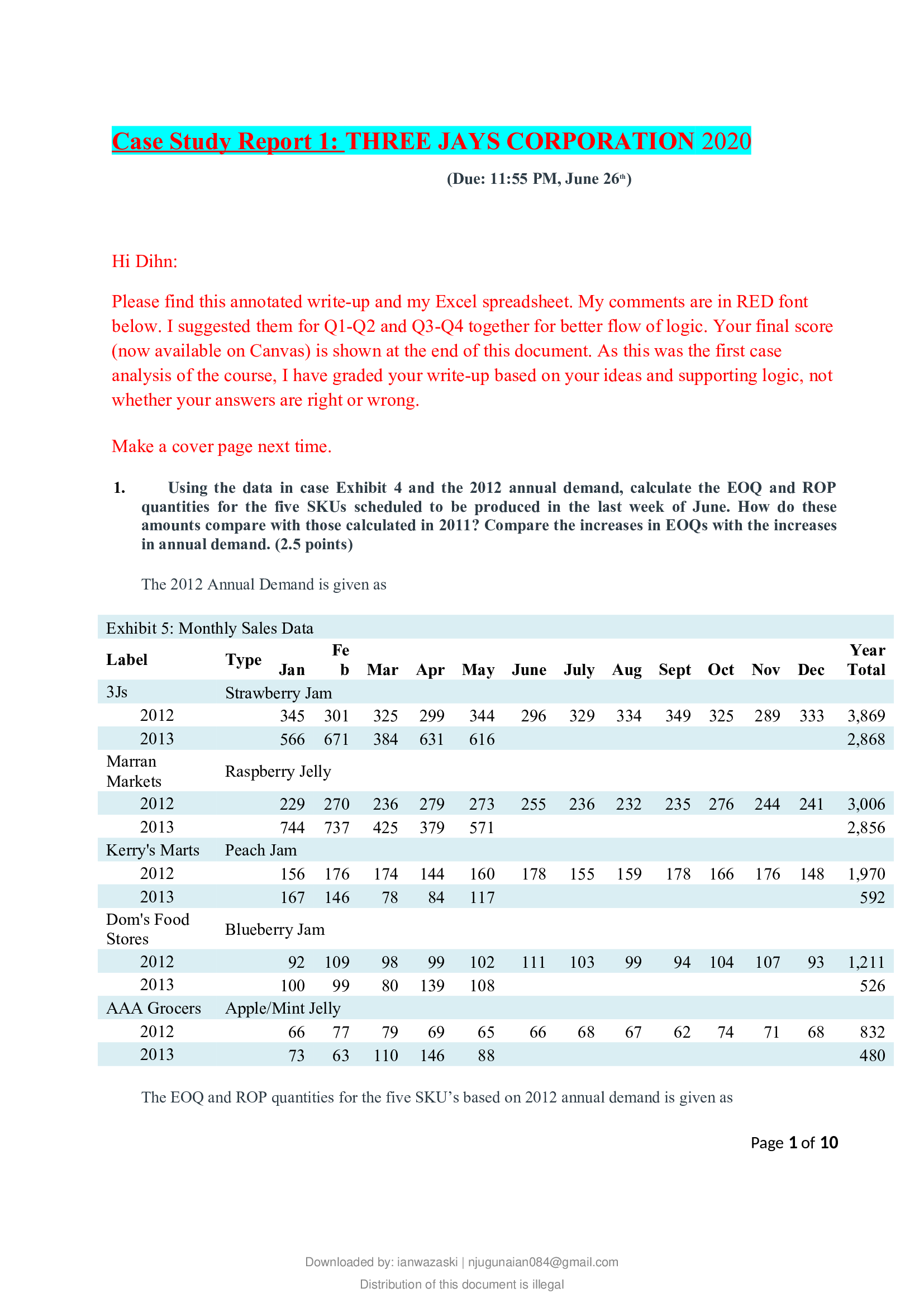 Case Study Report 1, Three Jays Corporation