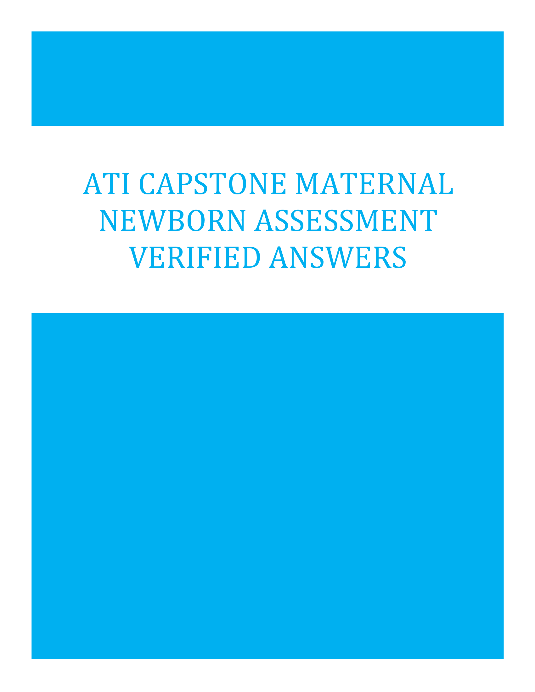 ATI Capstone Maternal Newborn Assessment Verified Answers