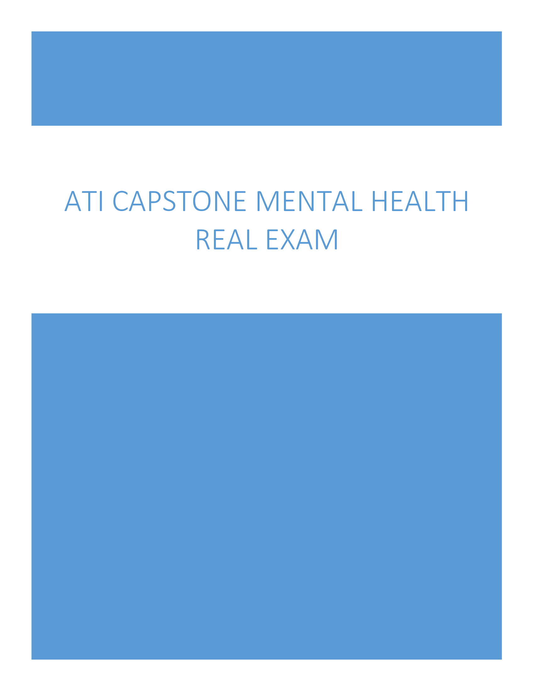 ATI Capstone Mental Health Real Exam