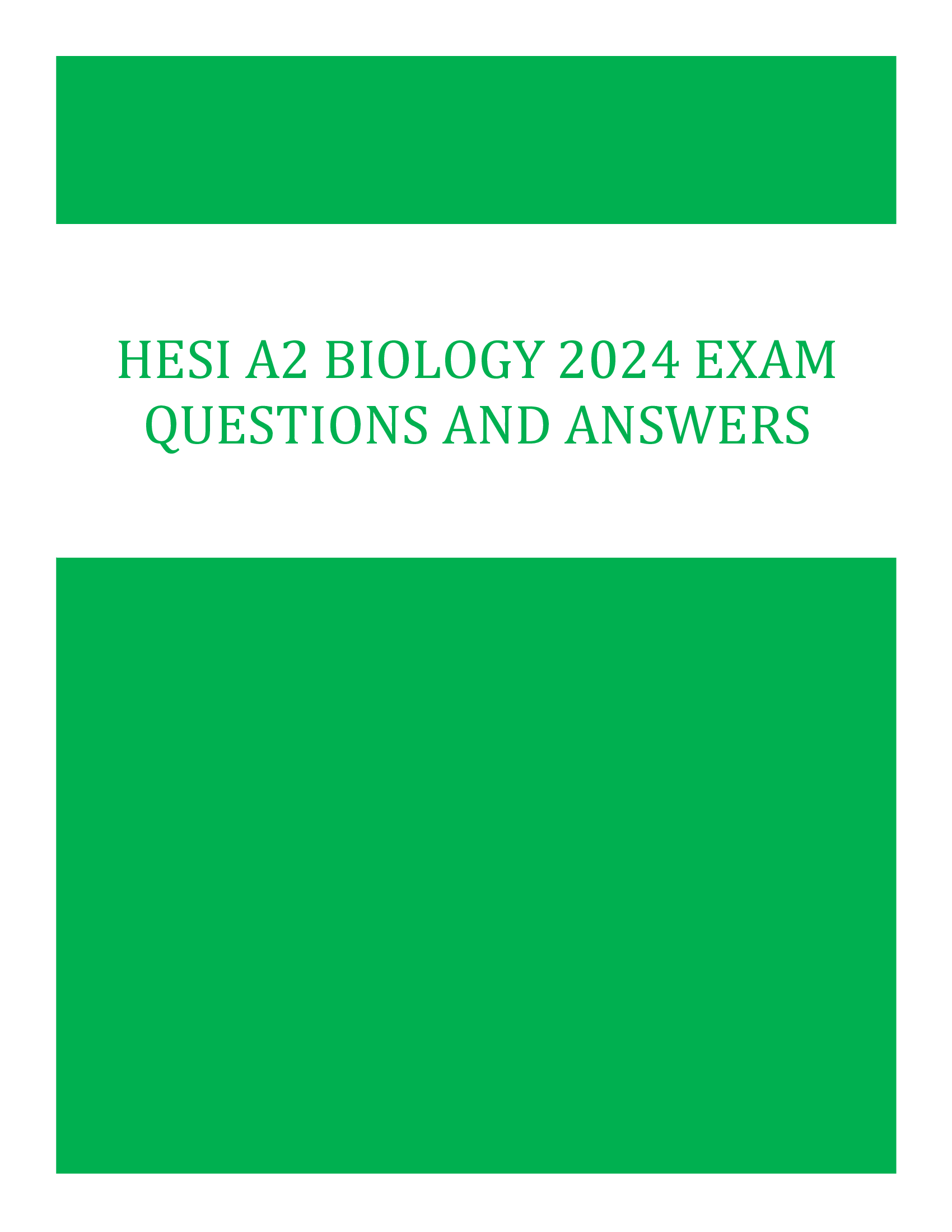 HESI A2 Biology 2024 Exam Questions and Answers