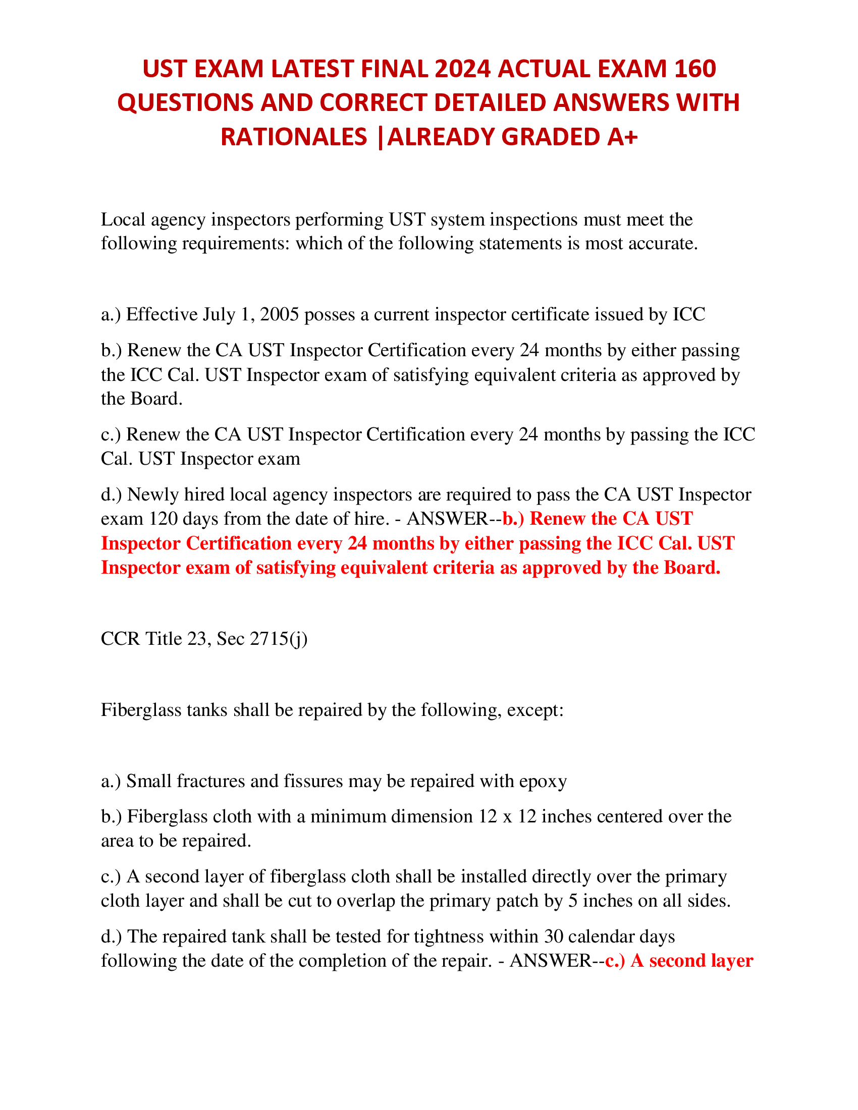 UST EXAM LATEST FINAL 2024 ACTUAL EXAM 160  QUESTIONS AND CORRECT DETAILED ANSWERS WITH  RATIONALES |ALREADY GRADED A