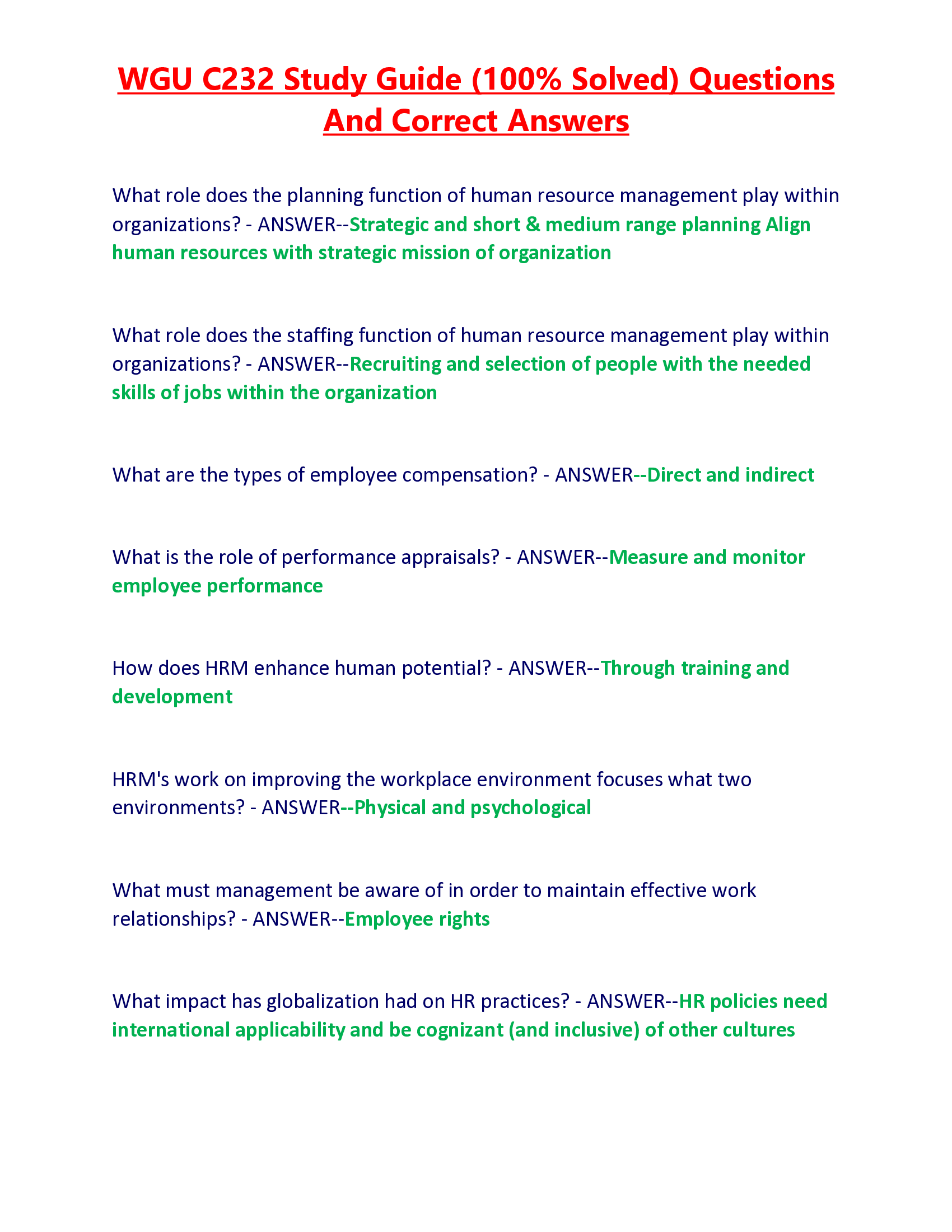 WGU C232 Study Guide (100% Solved) Questions And Correct Answers