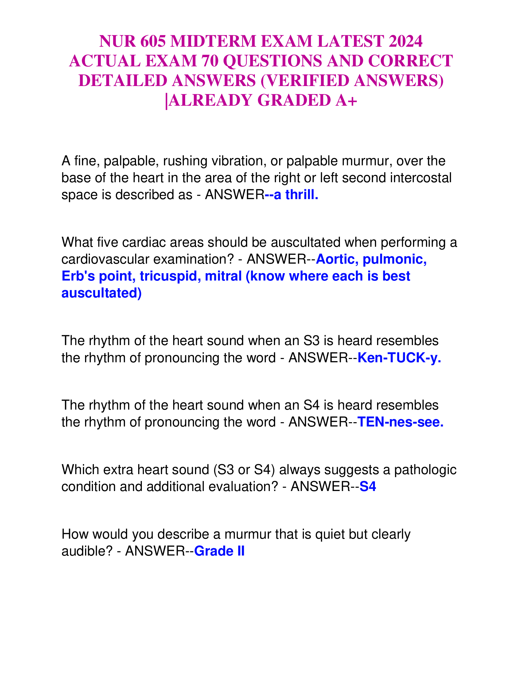 NUR 605 MIDTERM EXAM LATEST 2024  ACTUAL EXAM 70 QUESTIONS AND CORRECT  DETAILED ANSWERS (VERIFIED ANSWERS)  |ALREADY GRADED A+