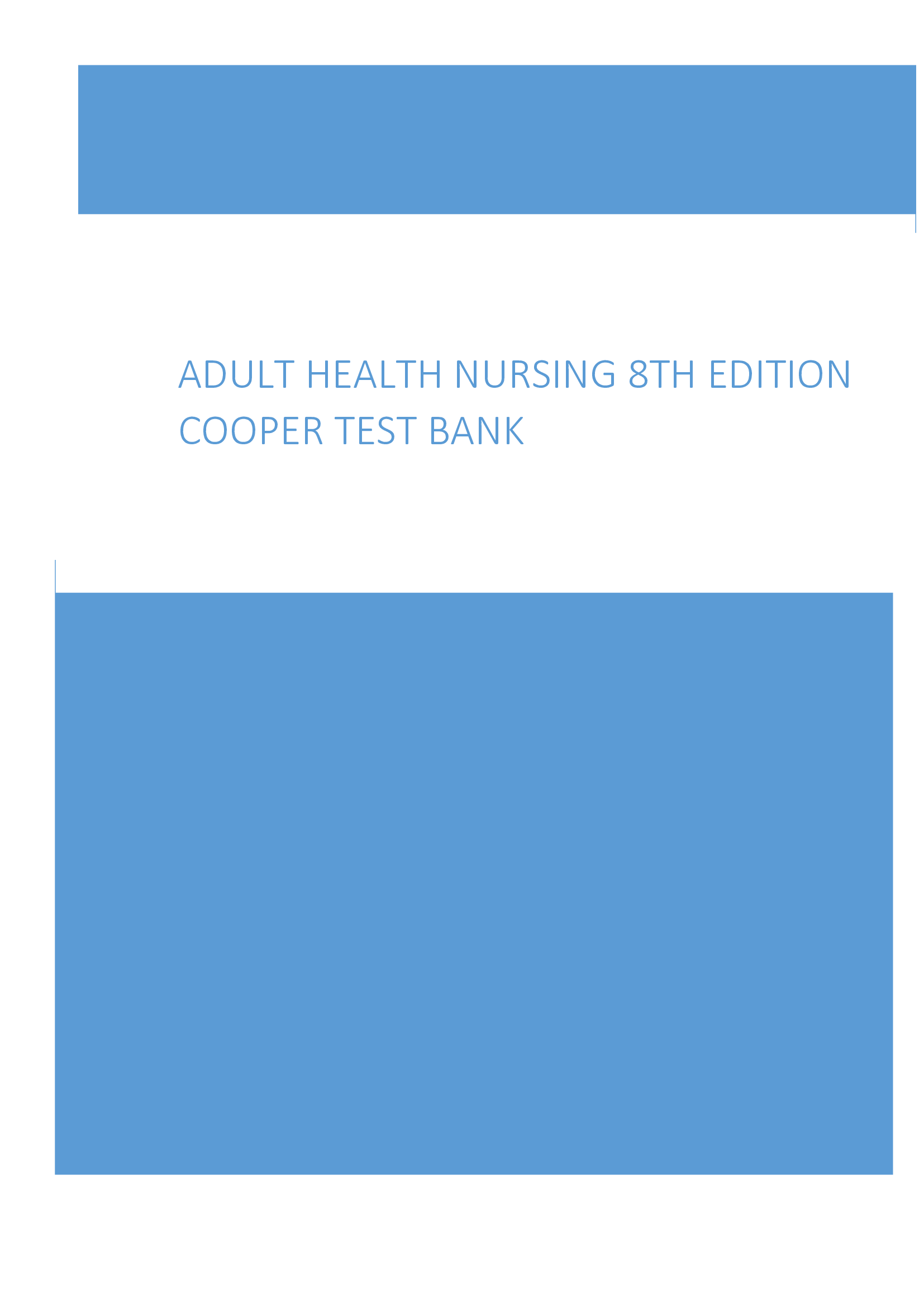 Adult Health Nursing 8th Edition Cooper Test Bank