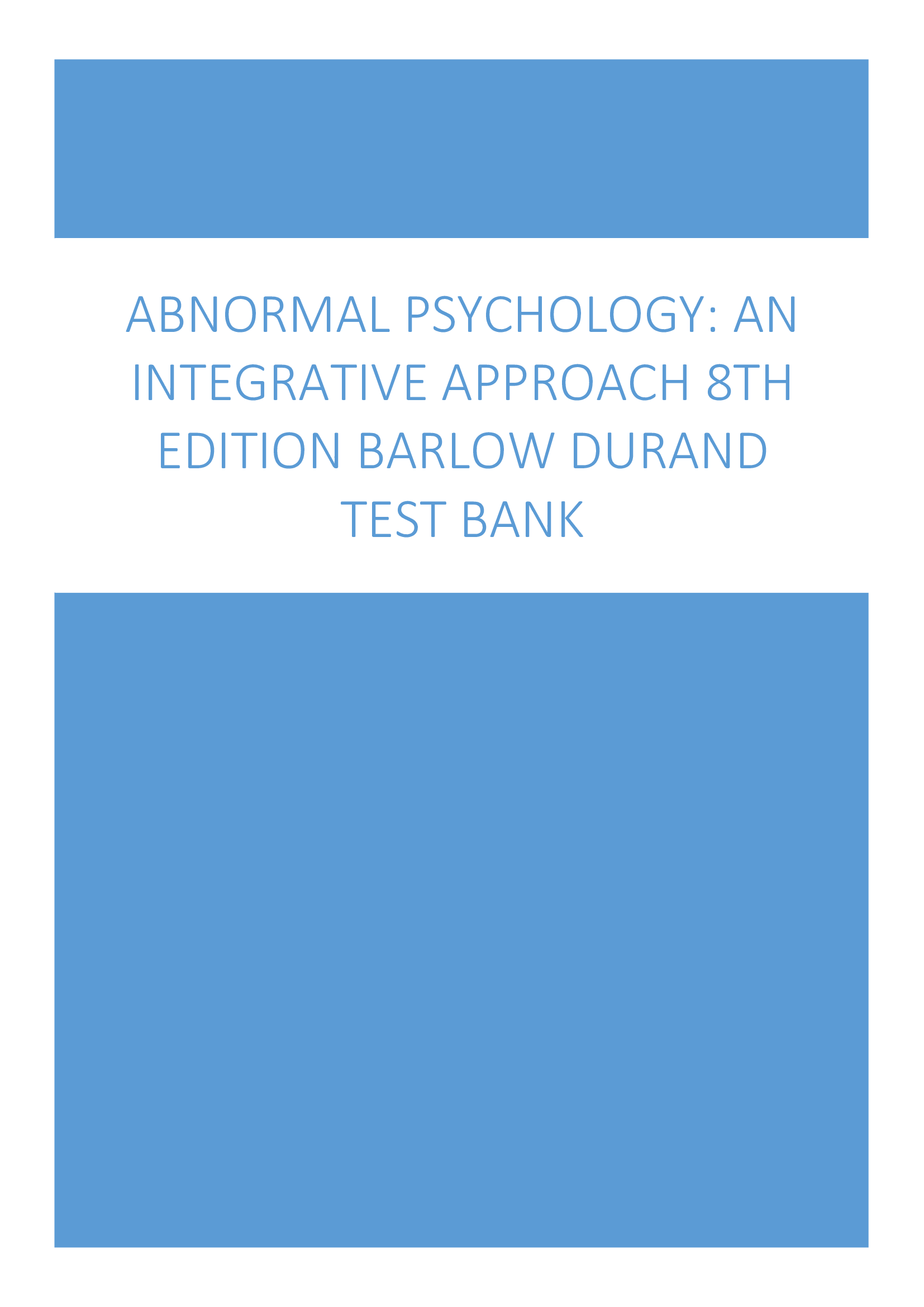 Abnormal Psychology An Integrative Approach 8th Edition Barlow Durand Test Bank